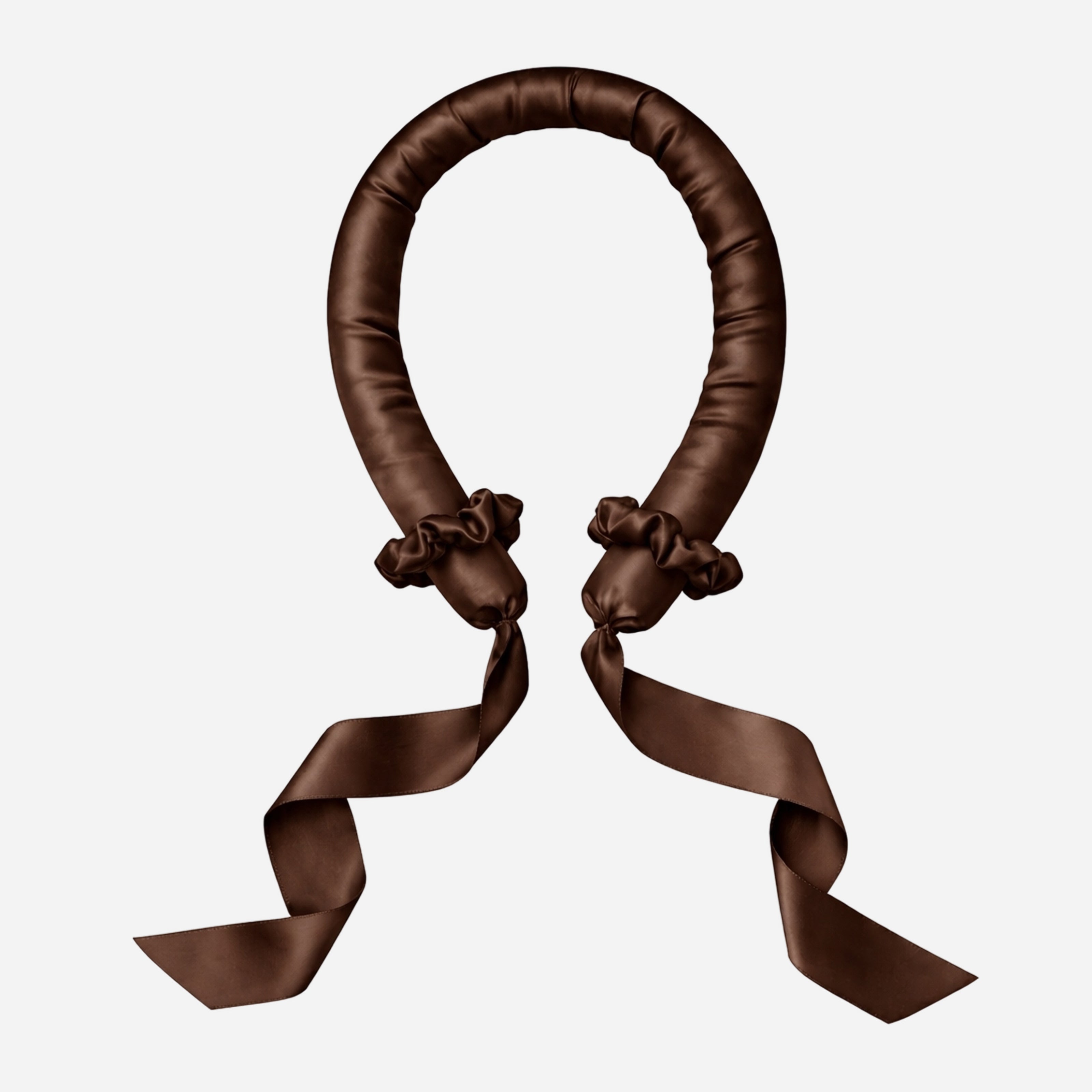 100% Silk Soft Heatless Hair Curlers with ribbons - Brown