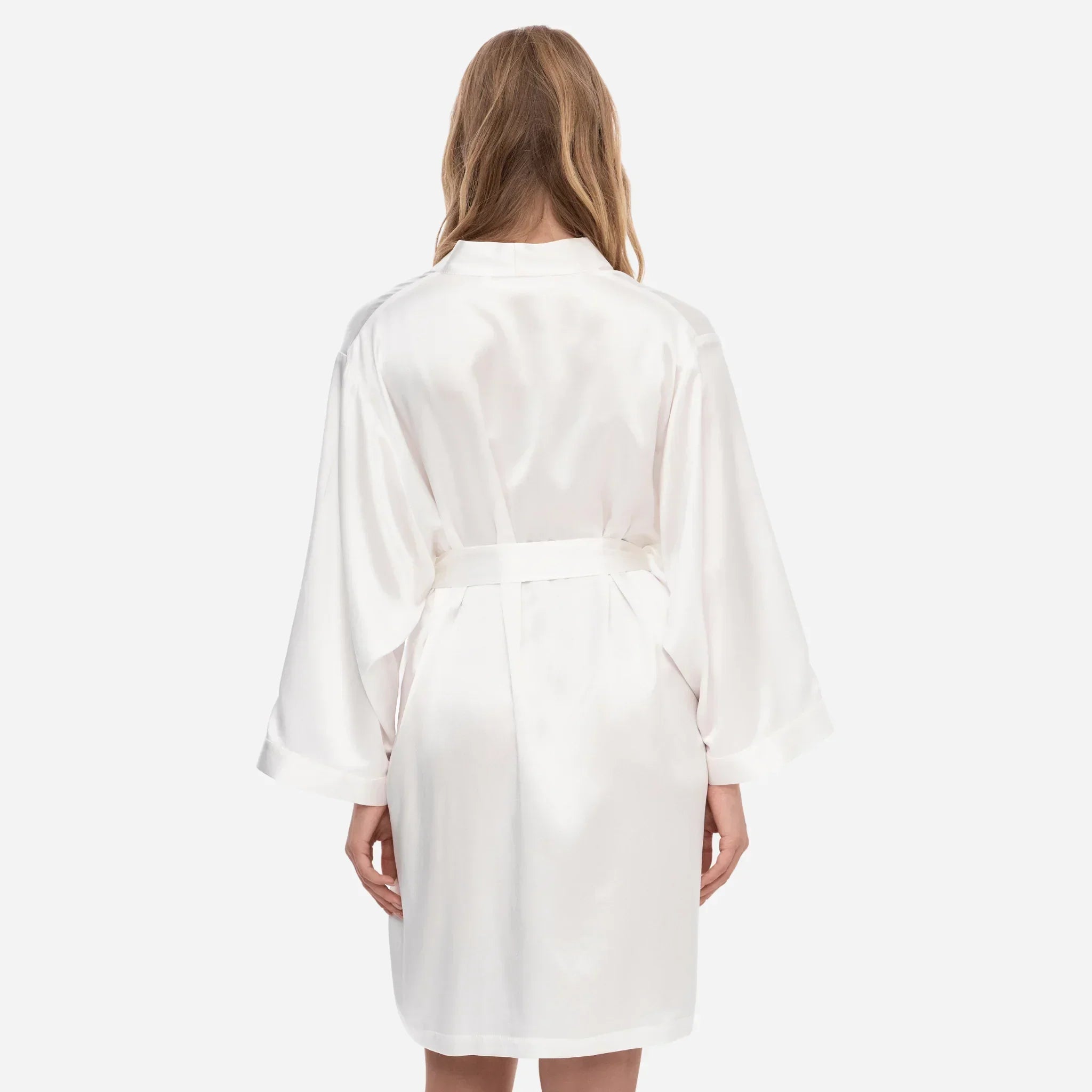 Шовковий халат кімоно для жінок, короткий шовковий халат молочного кольору, Silk Robe, one size bathrobe, жіночий шовковий халат, комфортний та елегантний для сну і відпочинку, elegant women's sleepwear