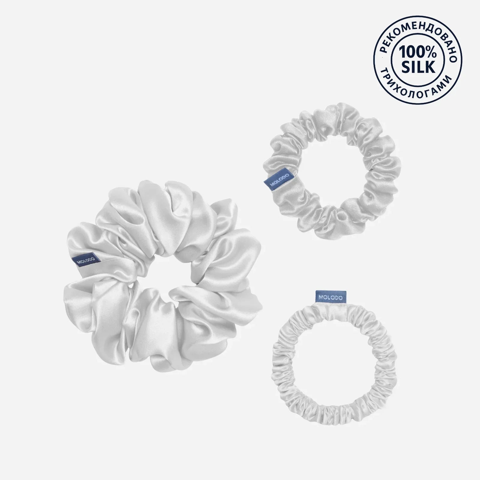 Silk Scrunchie TRIO (3pcs) - Off White