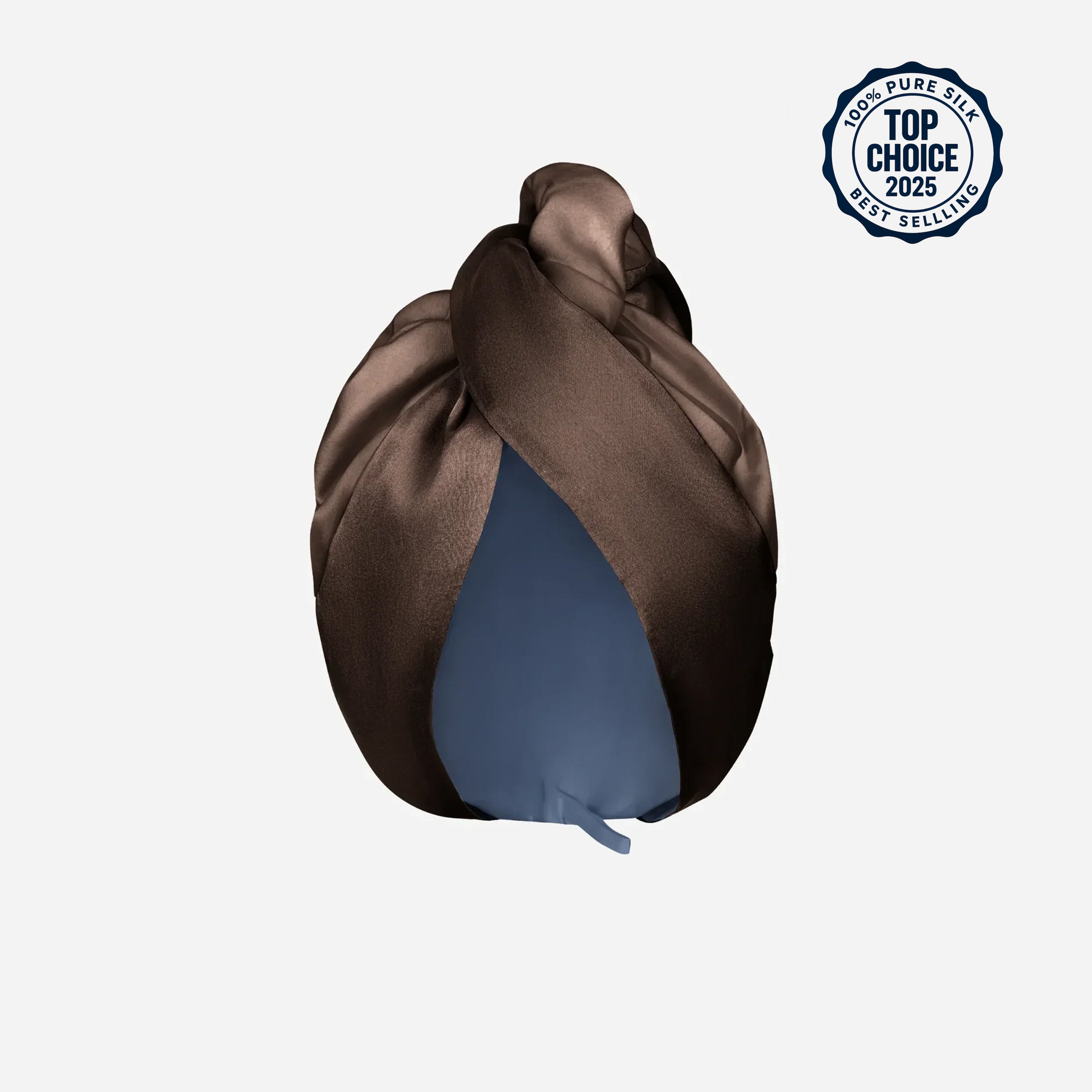 Silk Hair Turban for Wet Hair – Fast Drying Mulberry Silk & Microfiber Head Towel - Brown
