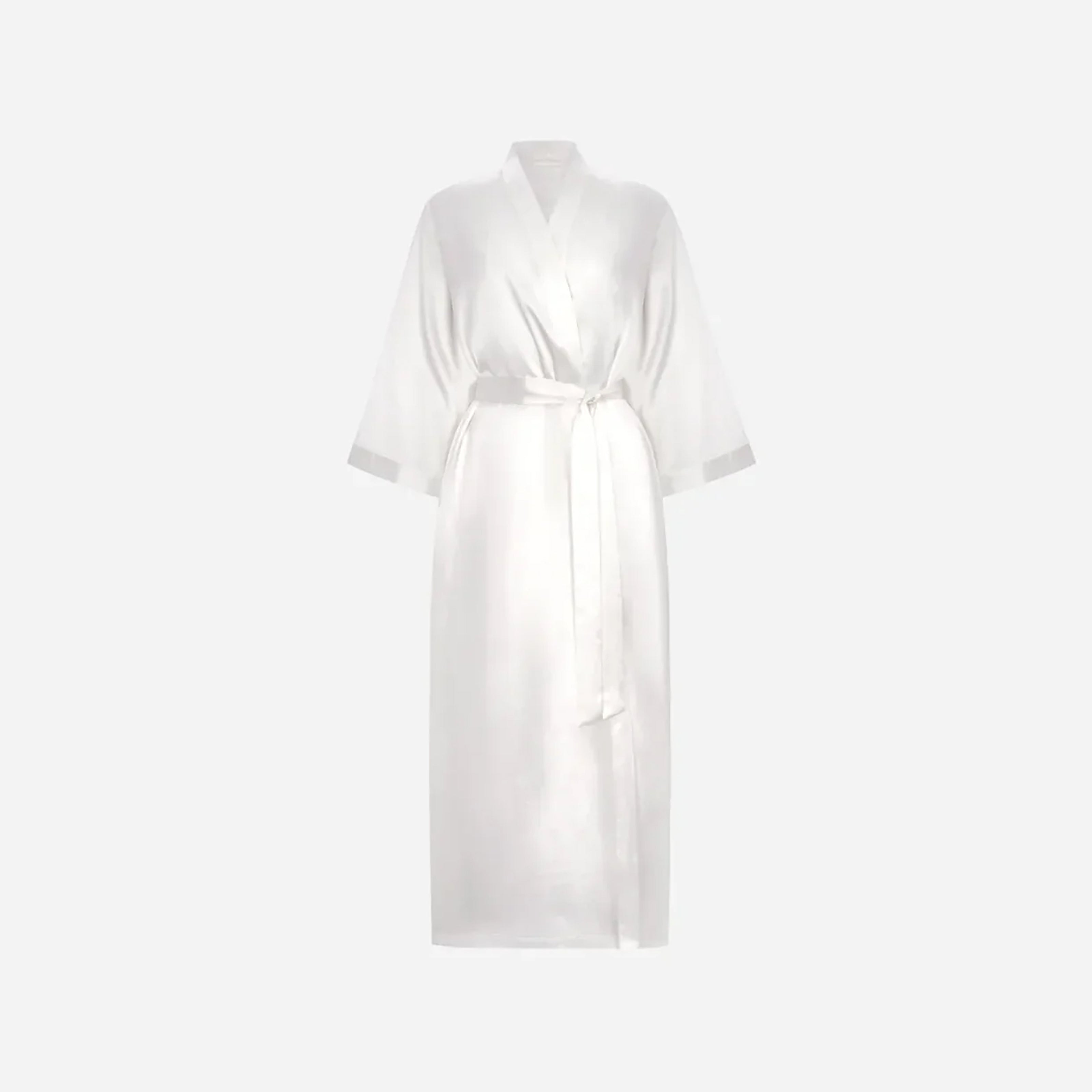 Silk Kimono Robe long - off white