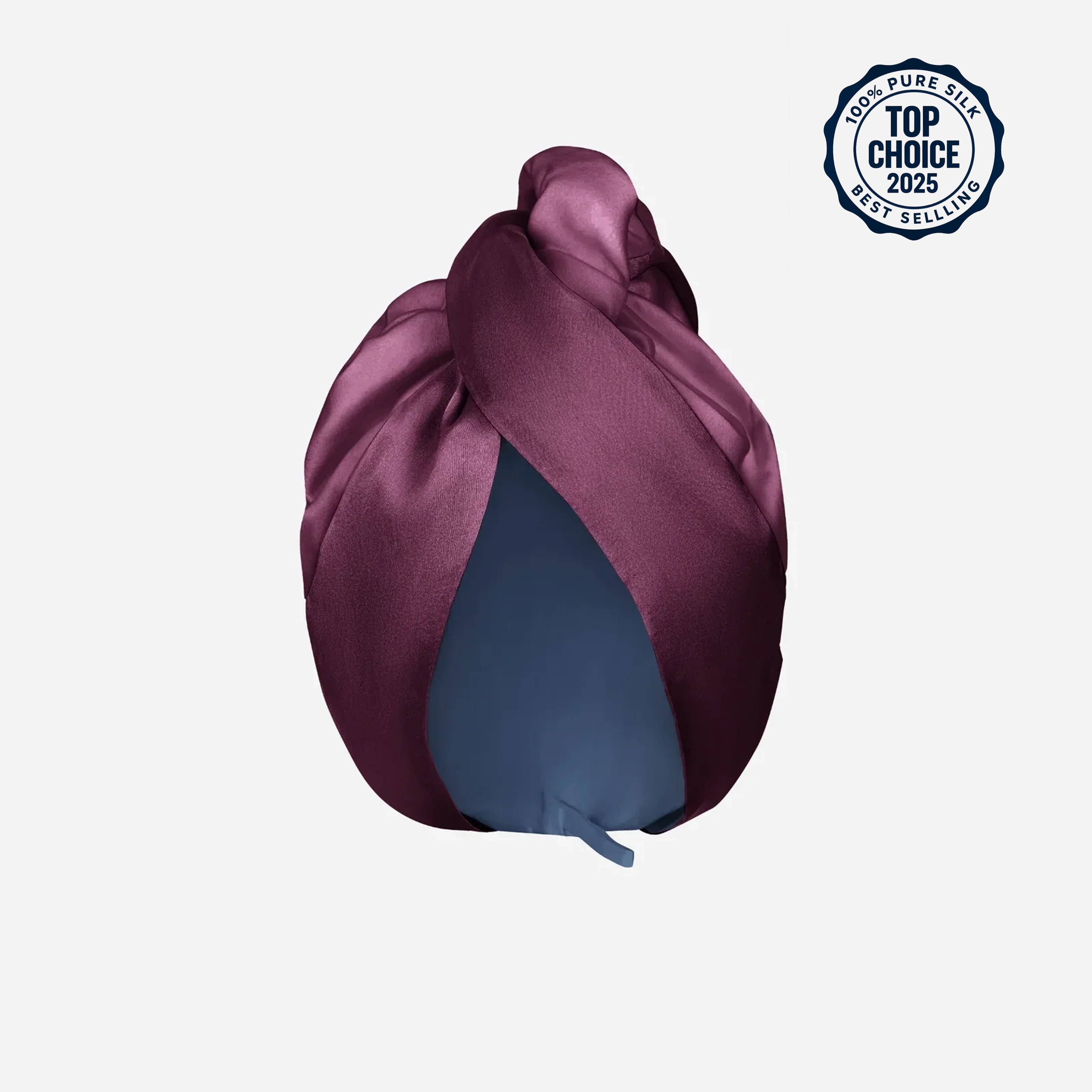 Silk Hair Turban for Wet Hair – Fast Drying Mulberry Silk & Microfiber Head Towel - Plum