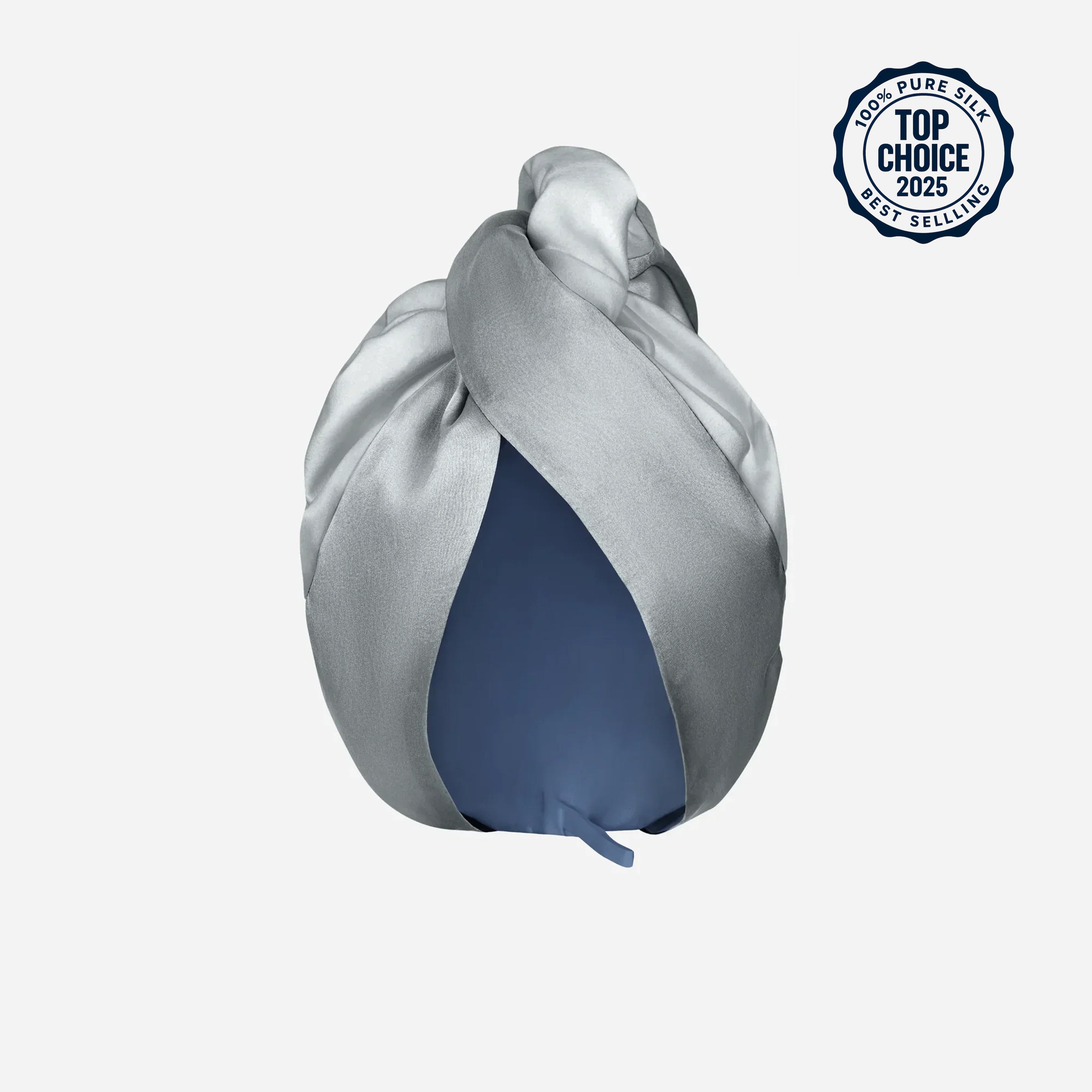 Silk Hair Turban for Wet Hair – Fast Drying Mulberry Silk & Microfiber Head Towel - Stone Grey