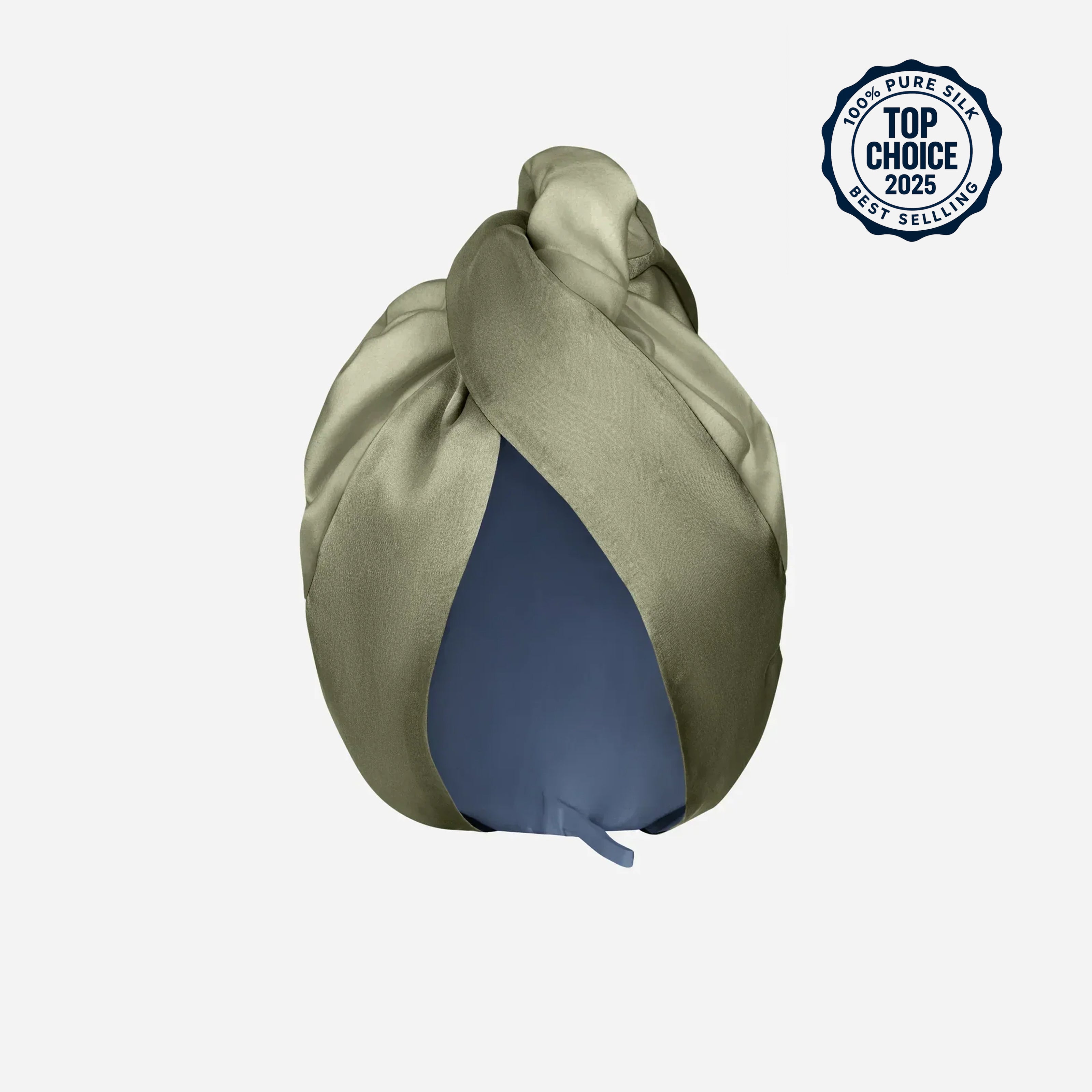 Шовковий тюрбан для вологого волосся – рушник для волосся з шовку Mulberry та мікрофібри – Оливковий