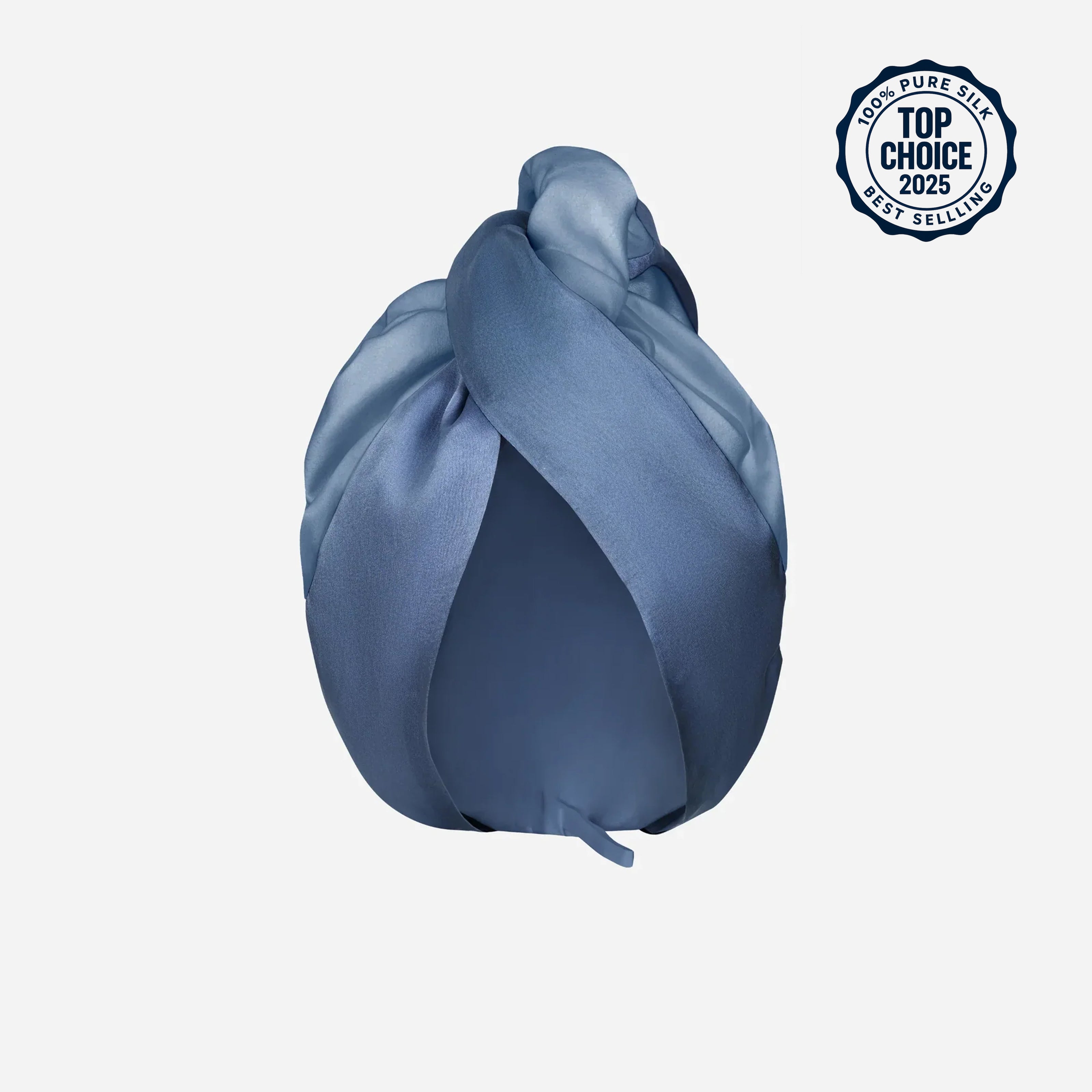 Silk Hair Turban for Wet Hair – Fast Drying Mulberry Silk & Microfiber Head Towel - MOLODO Blue