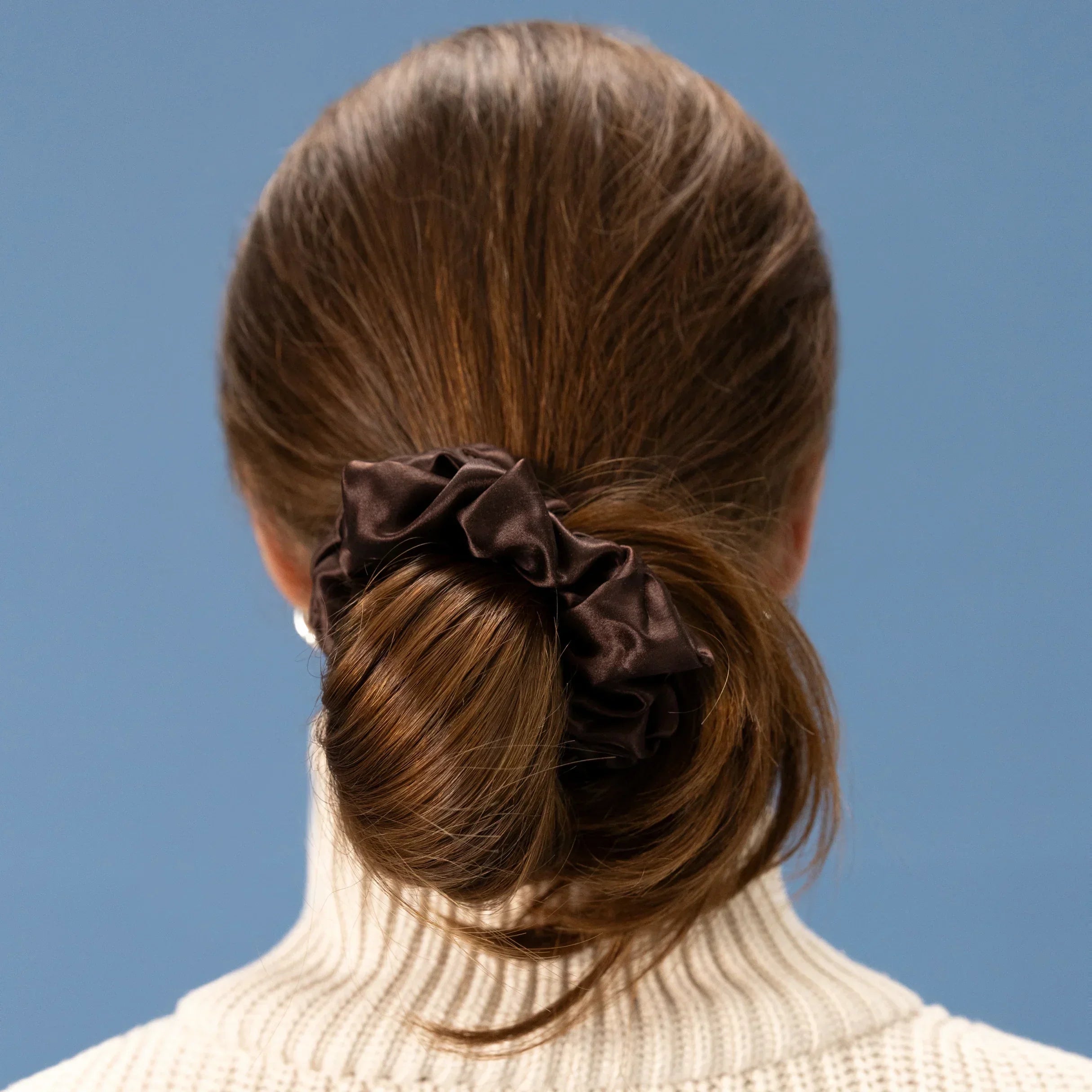 Silk Scrunchie L - Brown