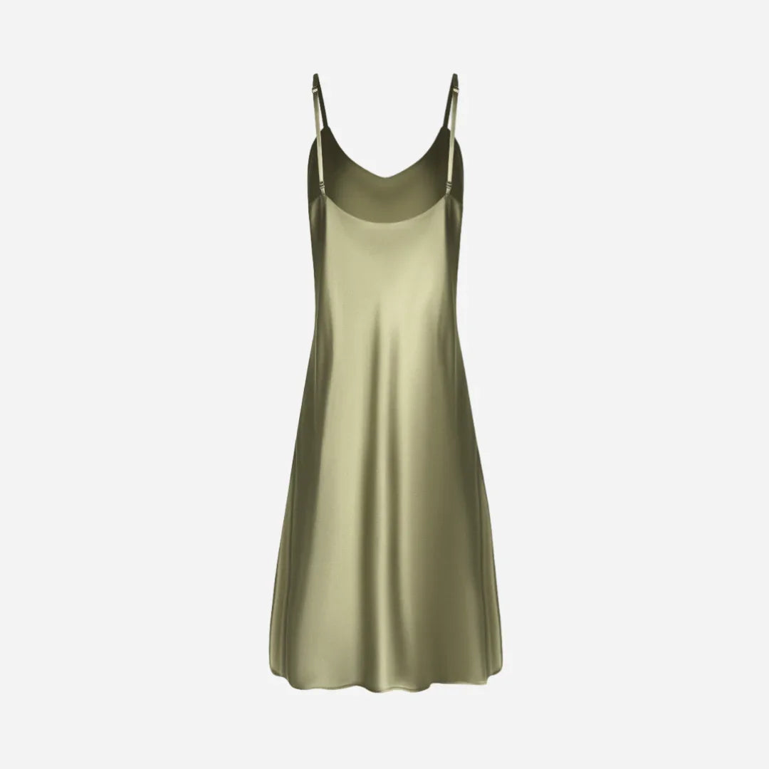Silk nightdress VIRA - Forest Moss