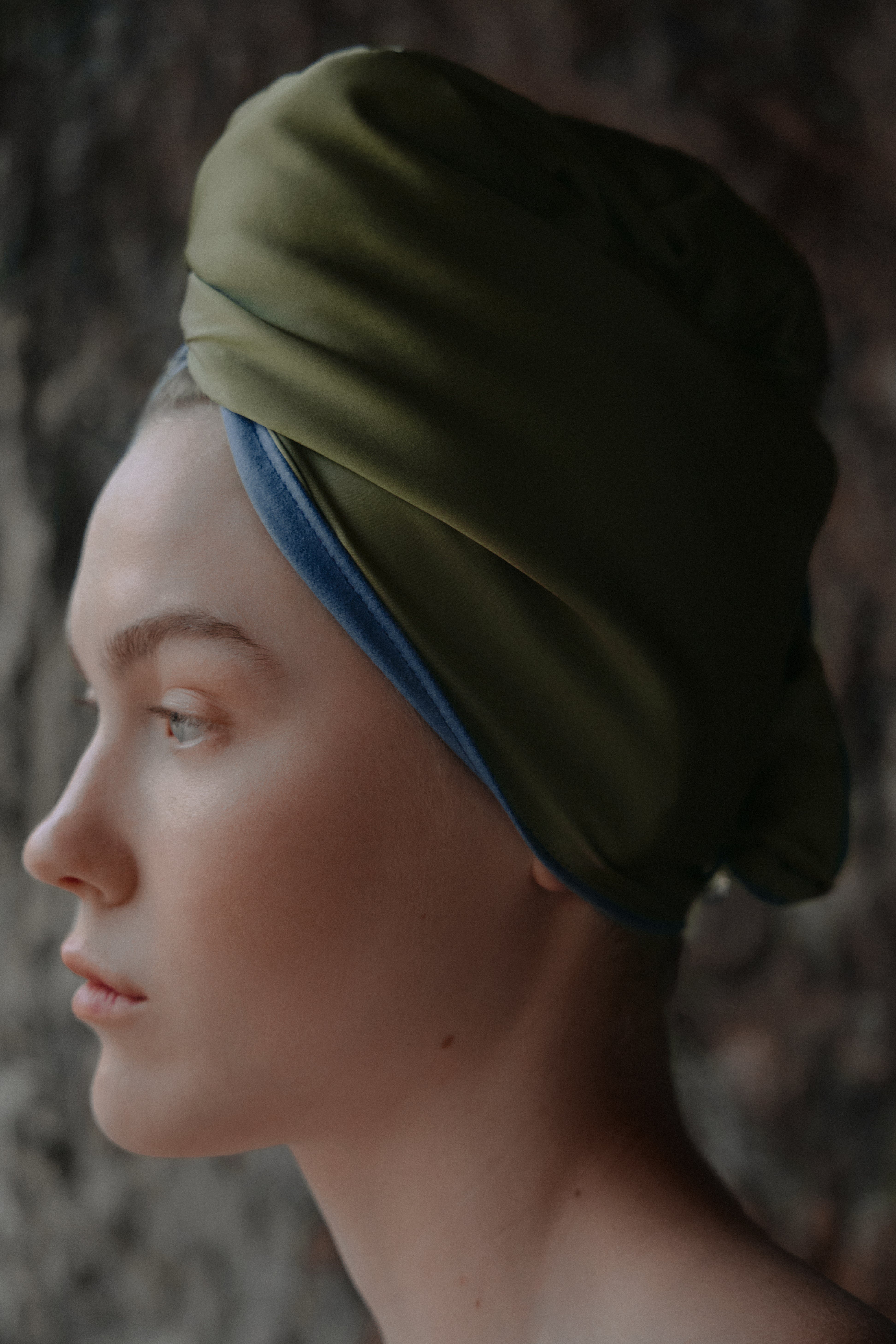 Silk Hair Turban for Wet Hair – Fast Drying Mulberry Silk & Microfiber Head Towel - Forest Moss