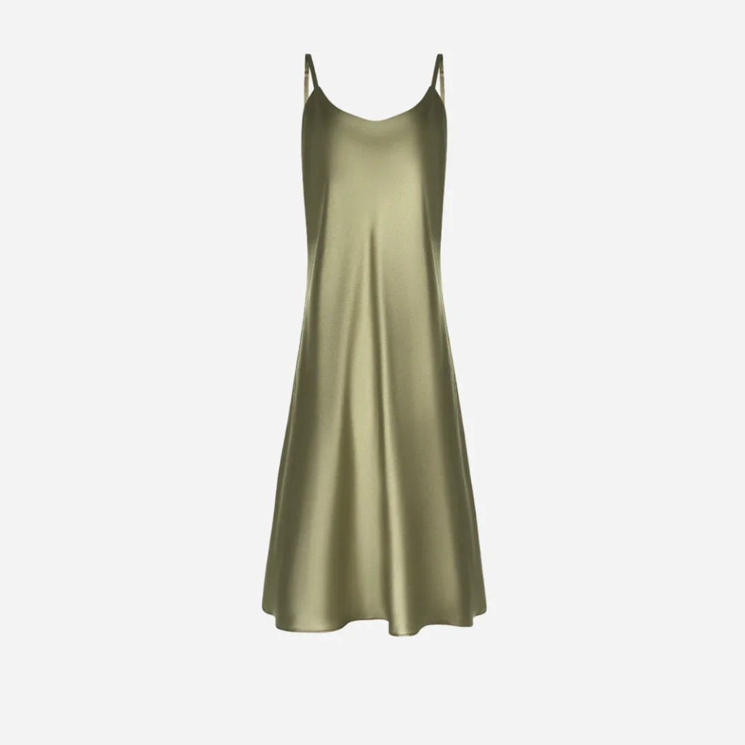 Silk nightdress VIRA - Forest Moss