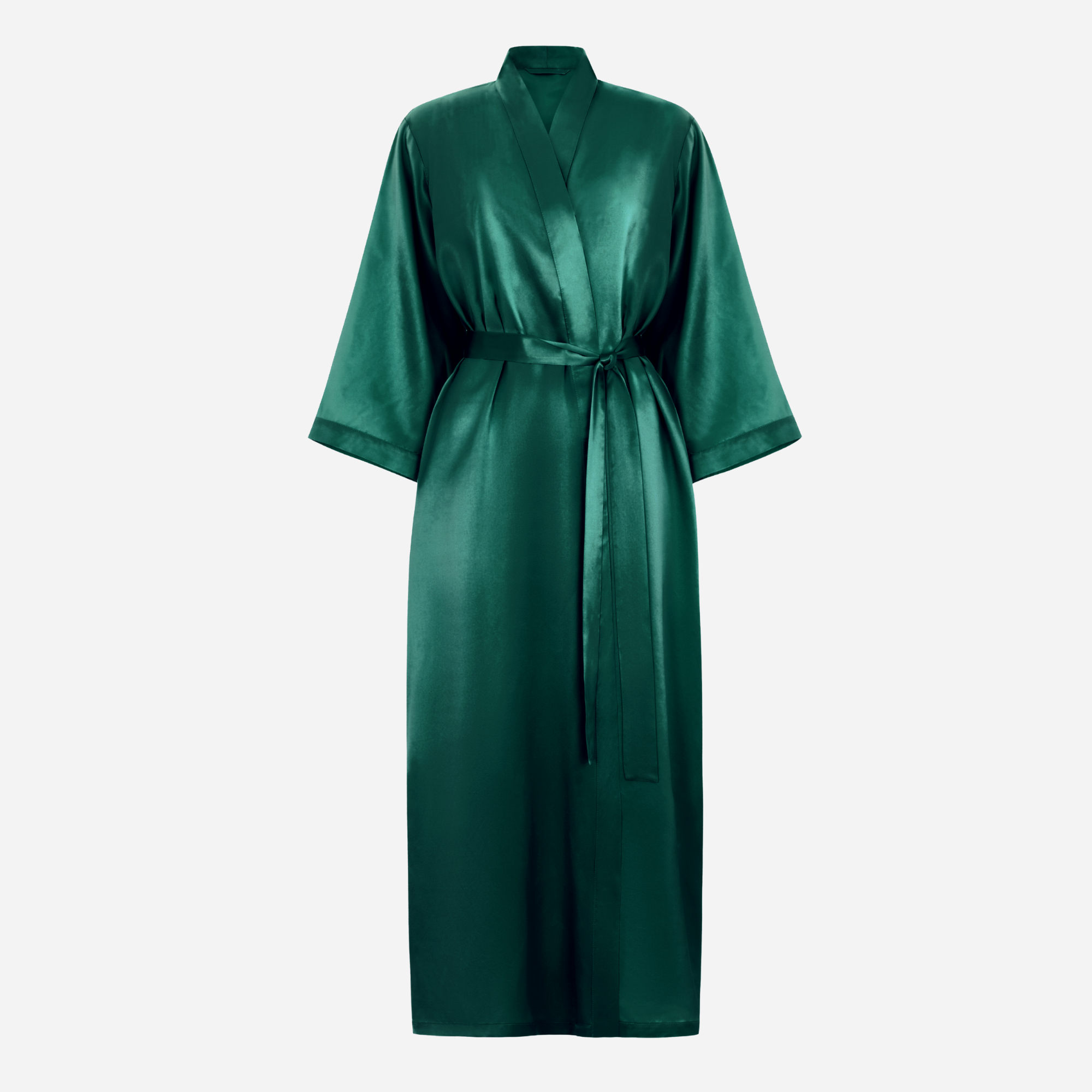 Silk Kimono Robe long - EVERGREEN