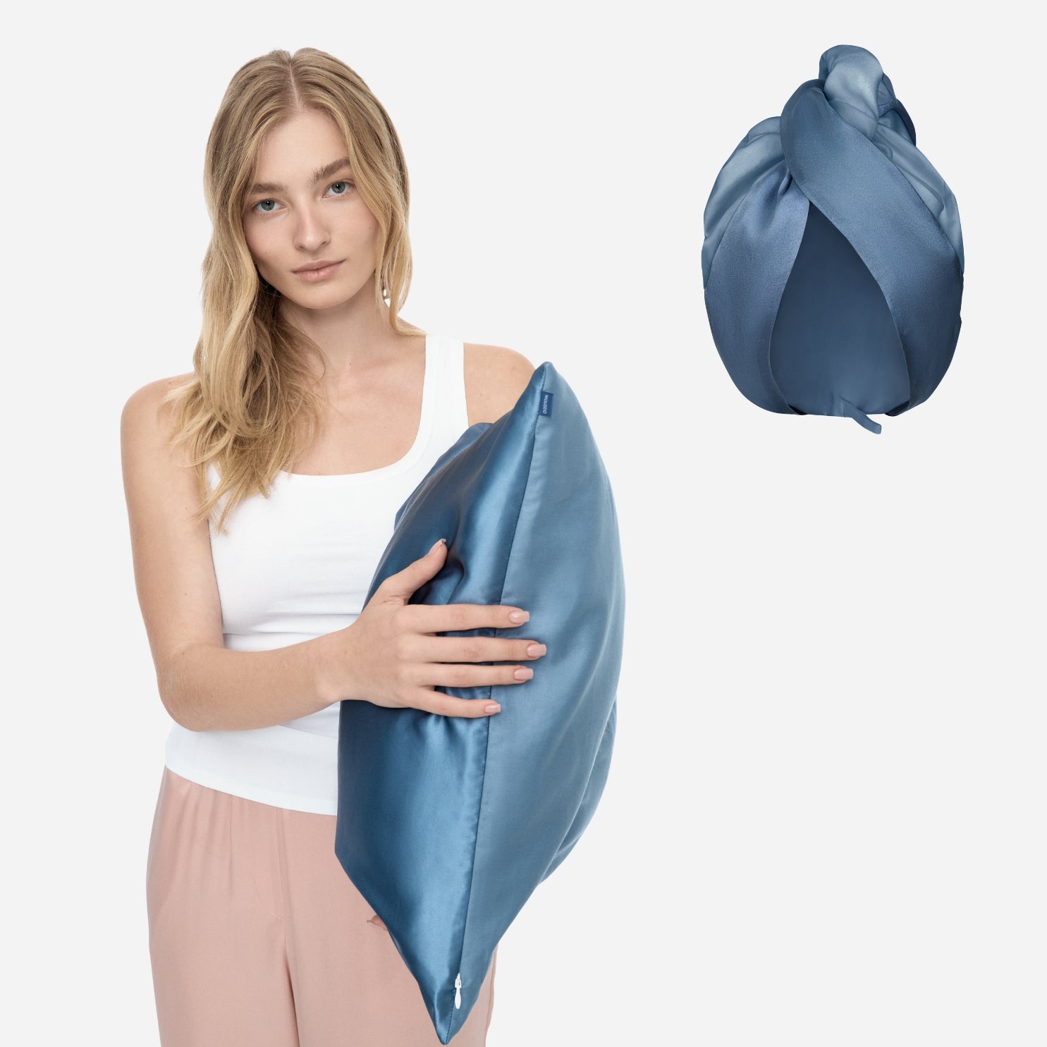 Silk for Hair Set with One-Sided Pillowcase - MOLODO Blue
