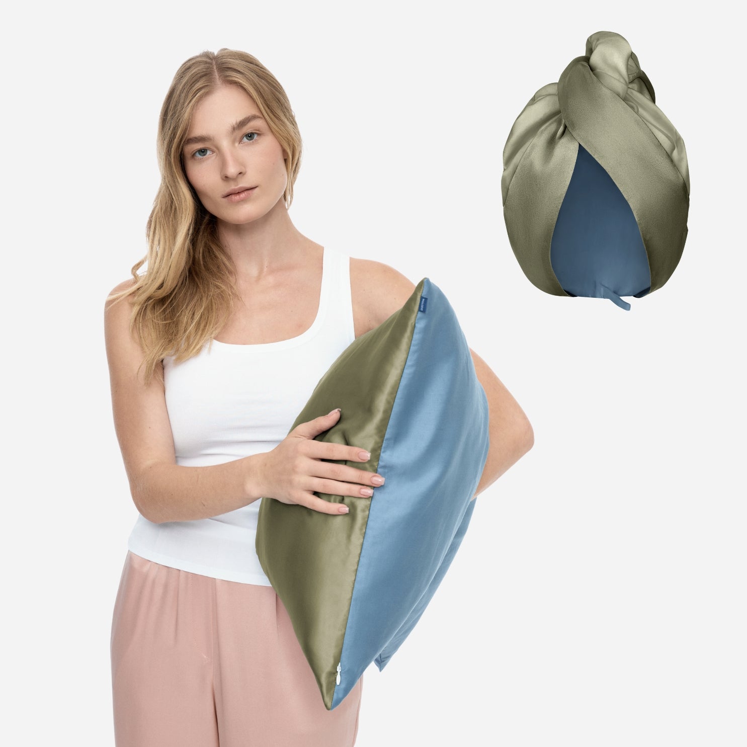Silk for Hair Set with One-Sided Pillowcase - Forest Moss