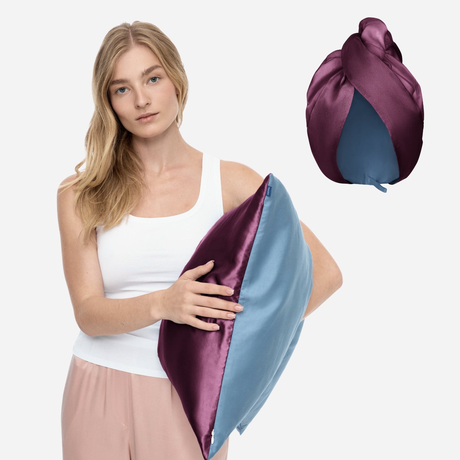 Silk for Hair Set with One-Sided Pillowcase - Plum