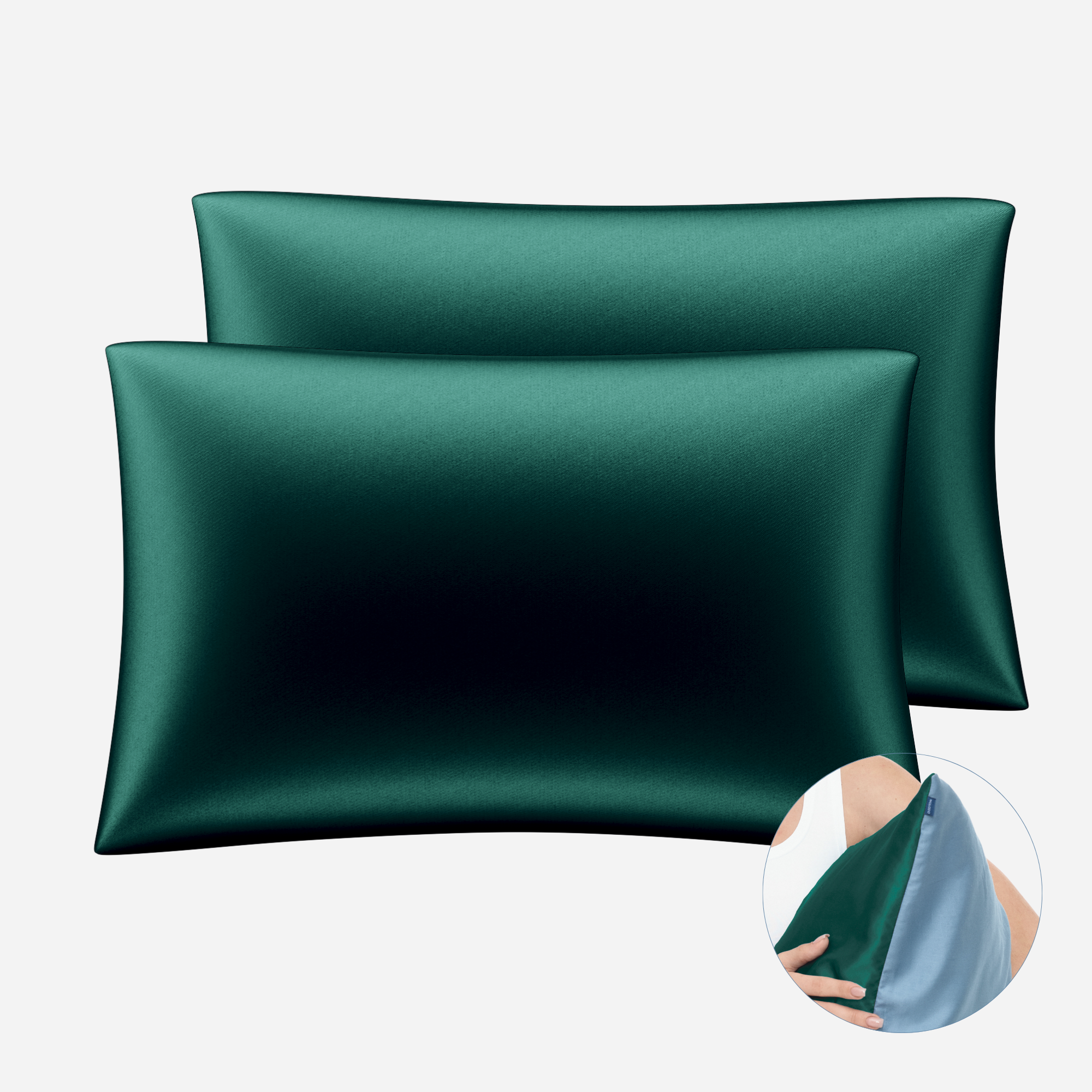 One-Sided Silk Pillowcase Set (2pcs) - EVERGREEN