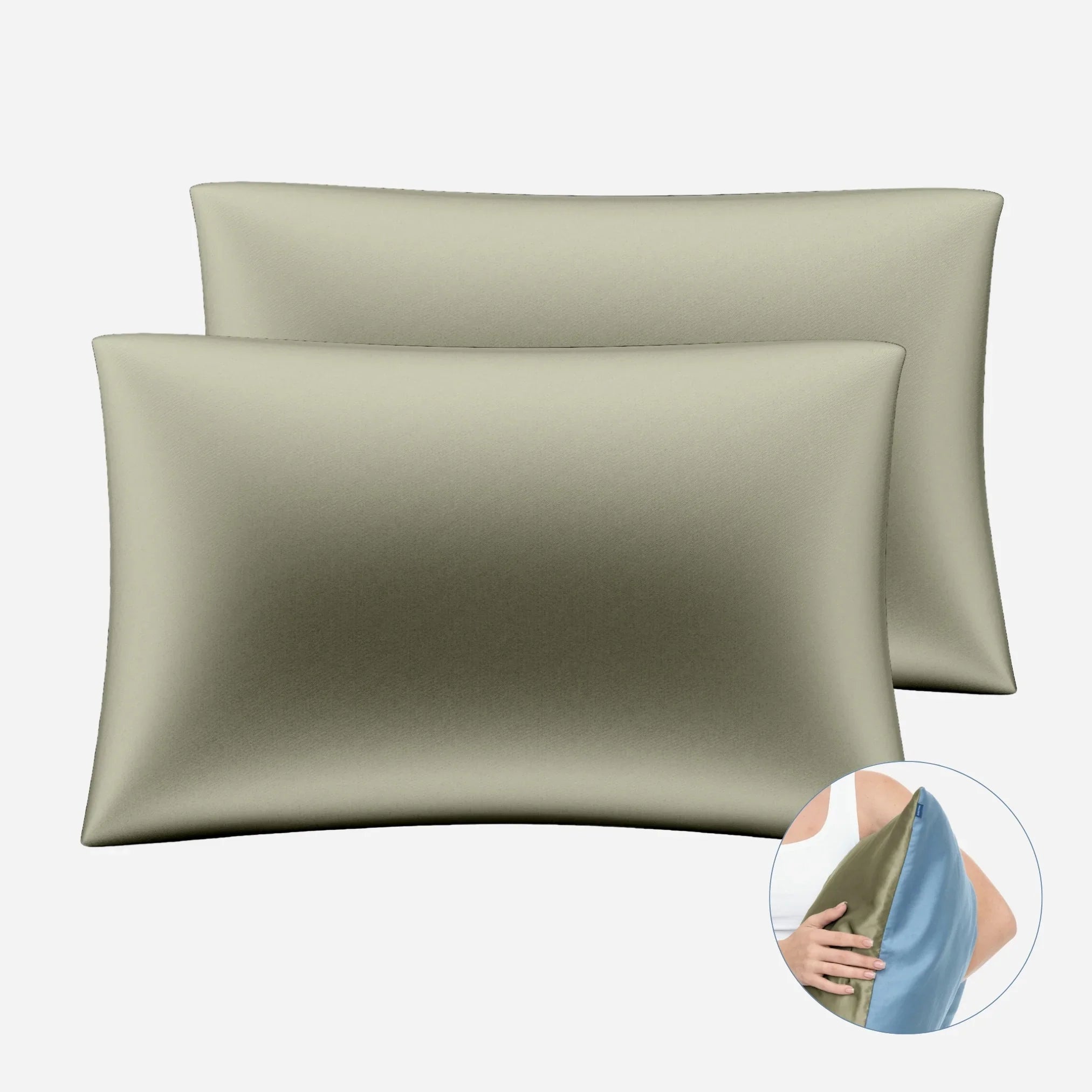 One-Sided Silk Pillowcase Set (2pcs) - Forest Moss