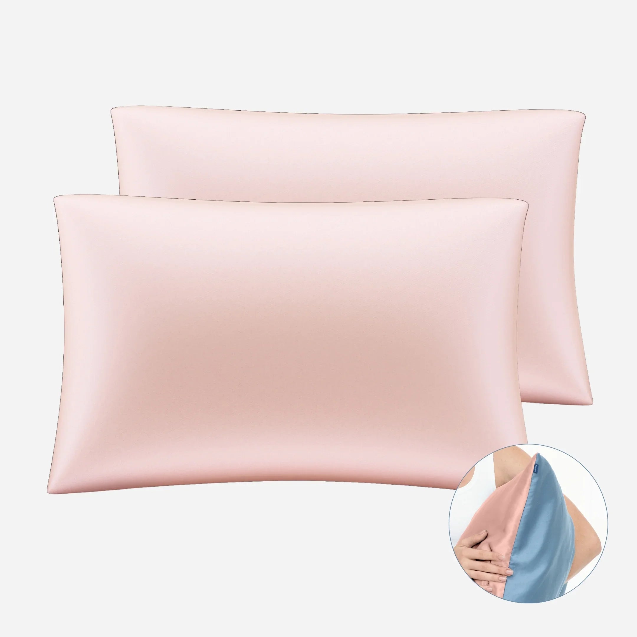 One-Sided Silk Pillowcase Set (2pcs) - Powder Pink