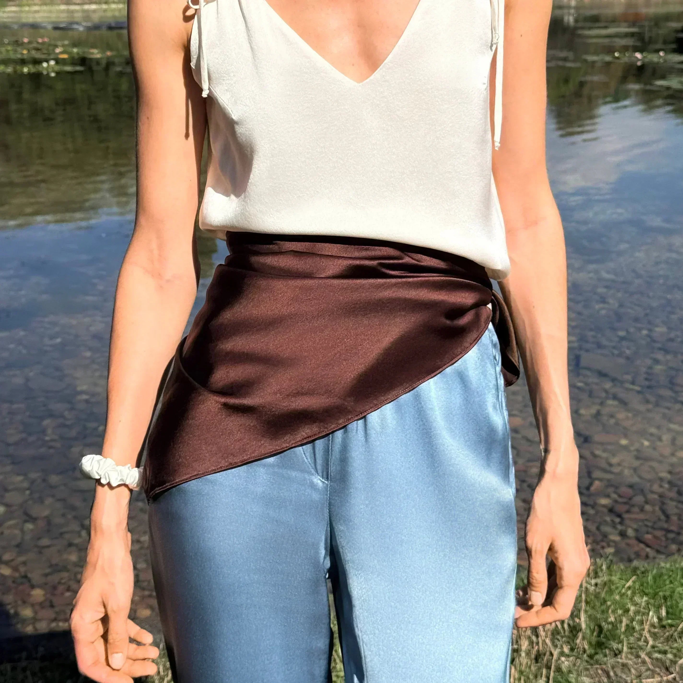 Хустинка з натурального шовку - Сірий