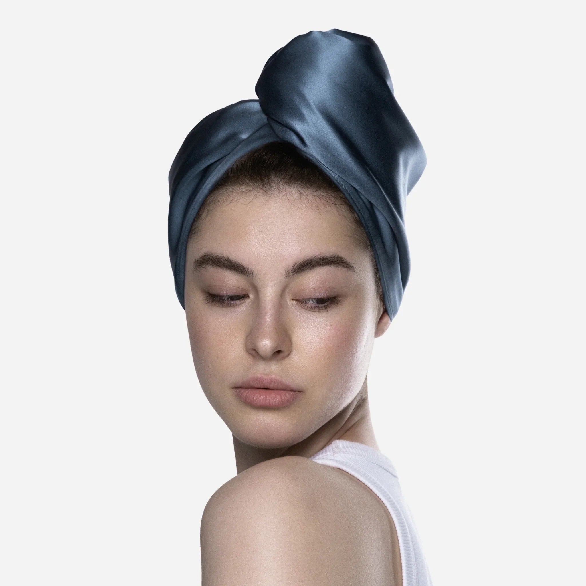 Шовковий тюрбан-рушник Molodo Blue з натурального Mulberry шовку та ультрагладкої мікрофібри — розкішний тюрбан для волосся, що ефективно вбирає вологу та запобігає ламкості