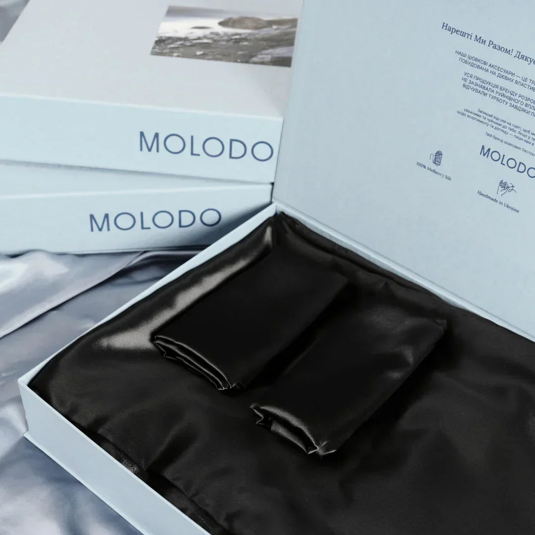 Silk Bed Fitted Sheets - Black