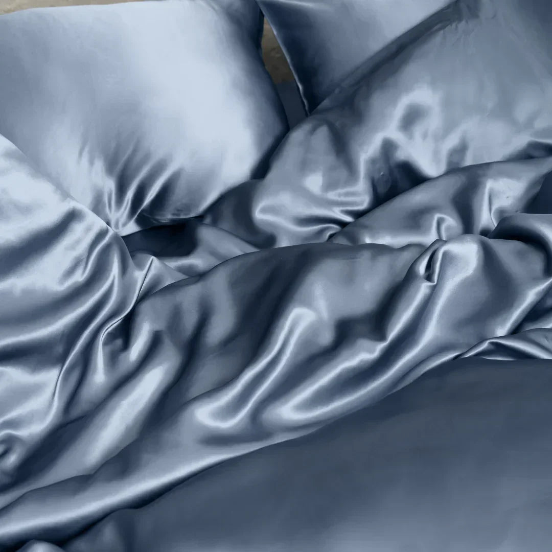 Silk Bed Fitted Sheets - MOLODO Blue