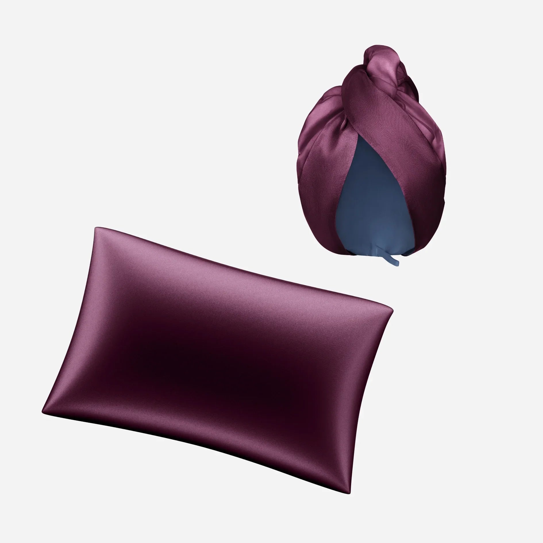 100% Mulberry Silk pillowcase in Plum color, size 50x70
100% Mulberry Silk turban with BlueSoft microfibre.