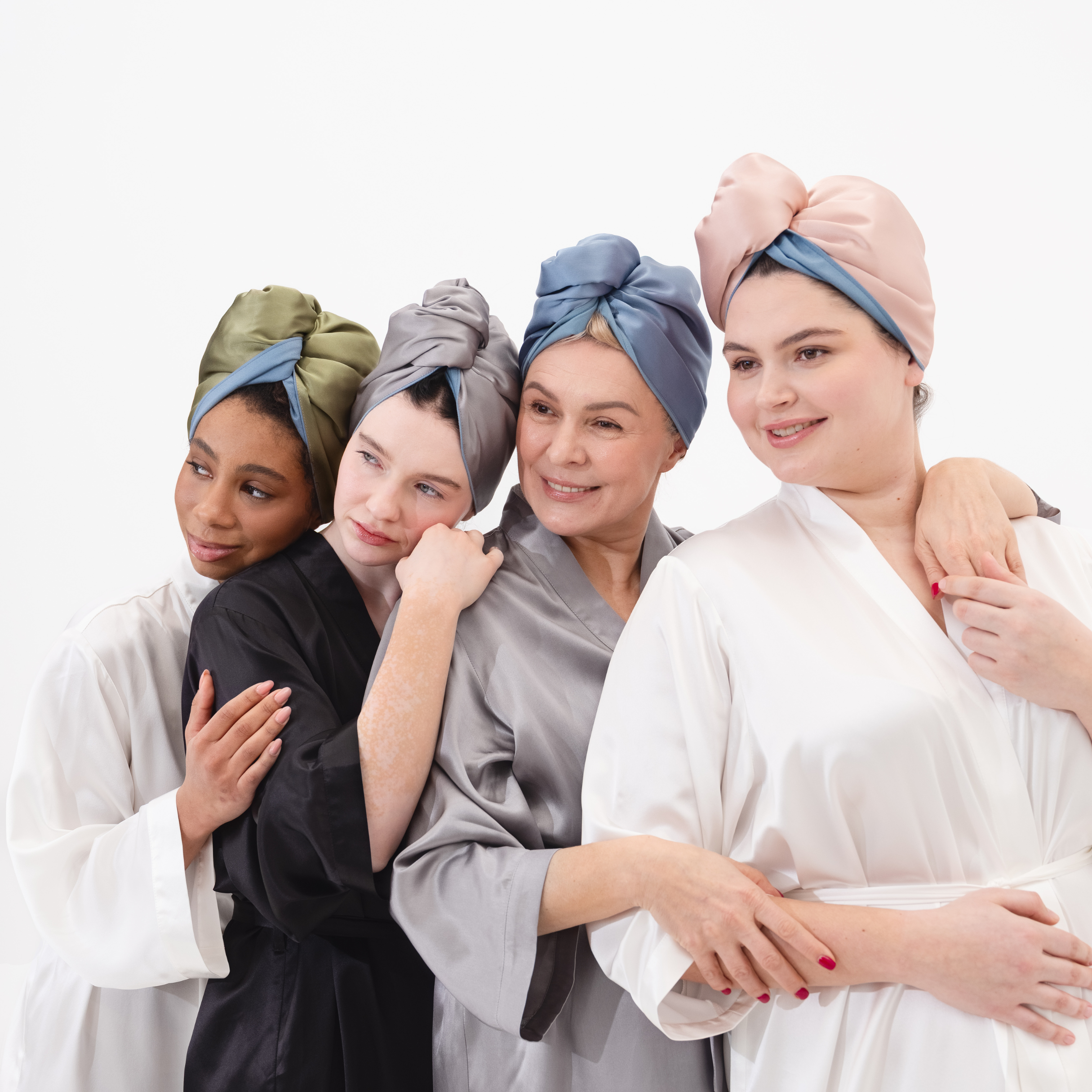 Silk Hair Turban for Wet Hair – Fast Drying Mulberry Silk & Microfiber Head Towel - Off White