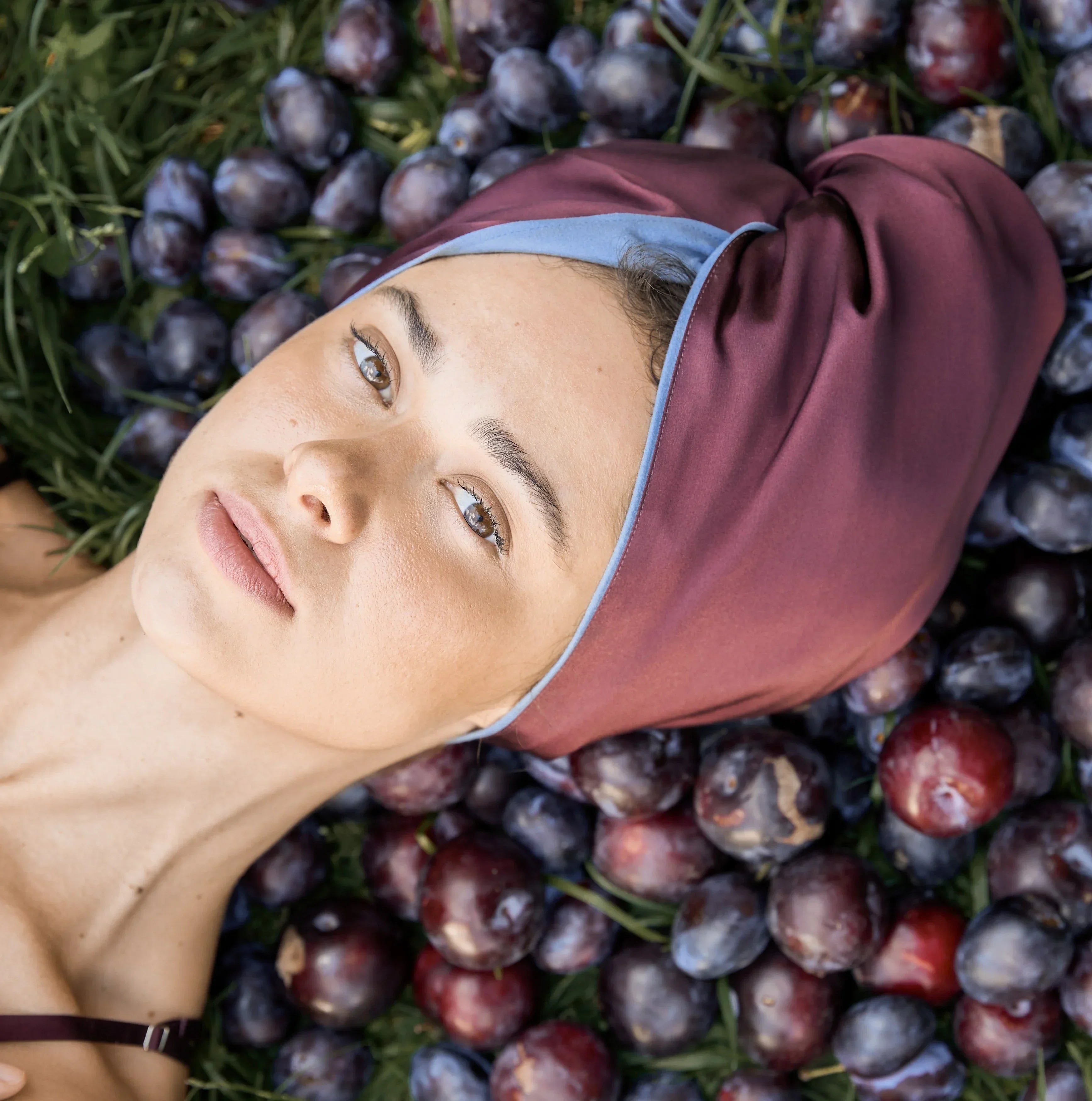 Silk Hair Turban for Wet Hair – Fast Drying Mulberry Silk & Microfiber Head Towel - Plum