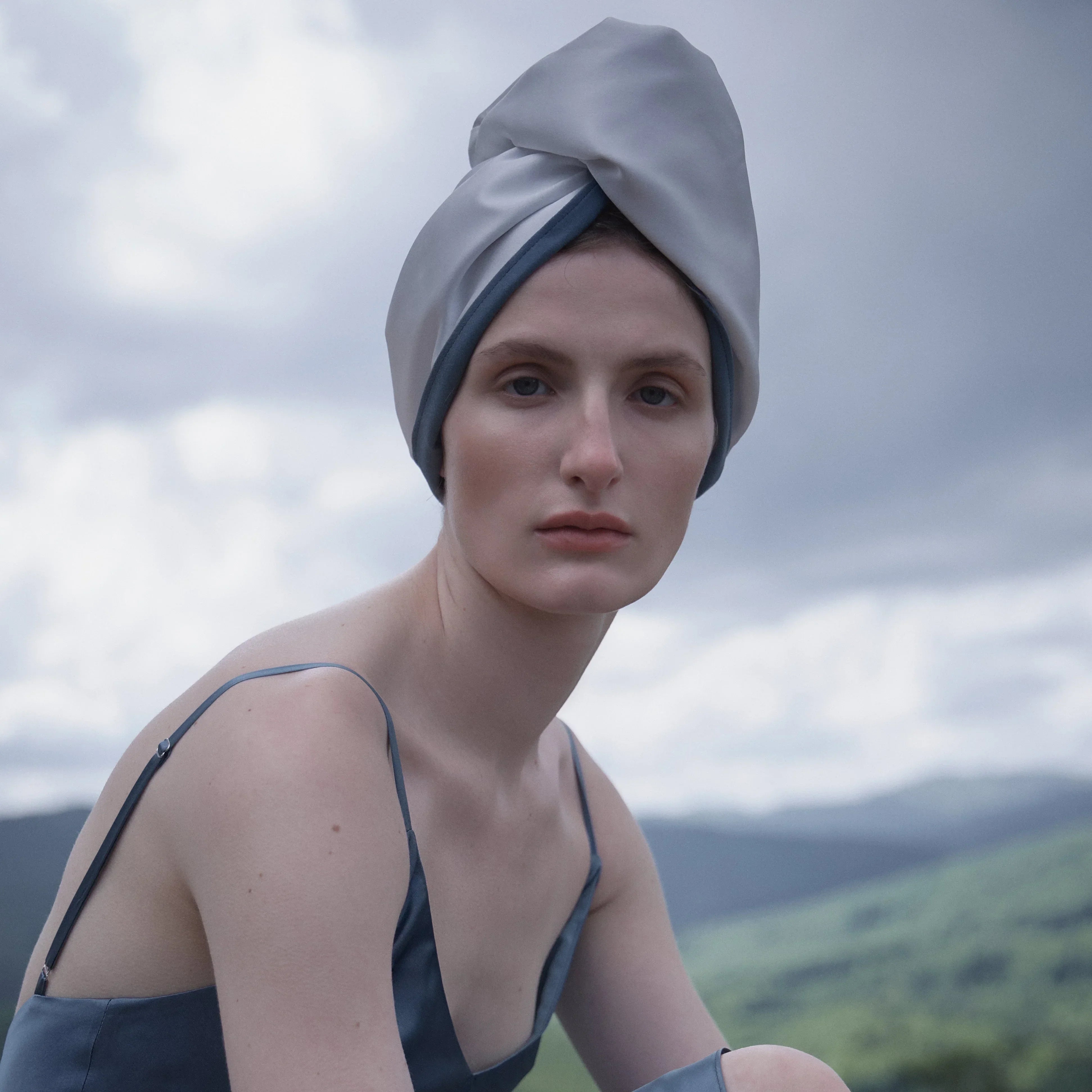 Silk Hair Turban for Wet Hair – Fast Drying Mulberry Silk & Microfiber Head Towel - Off White