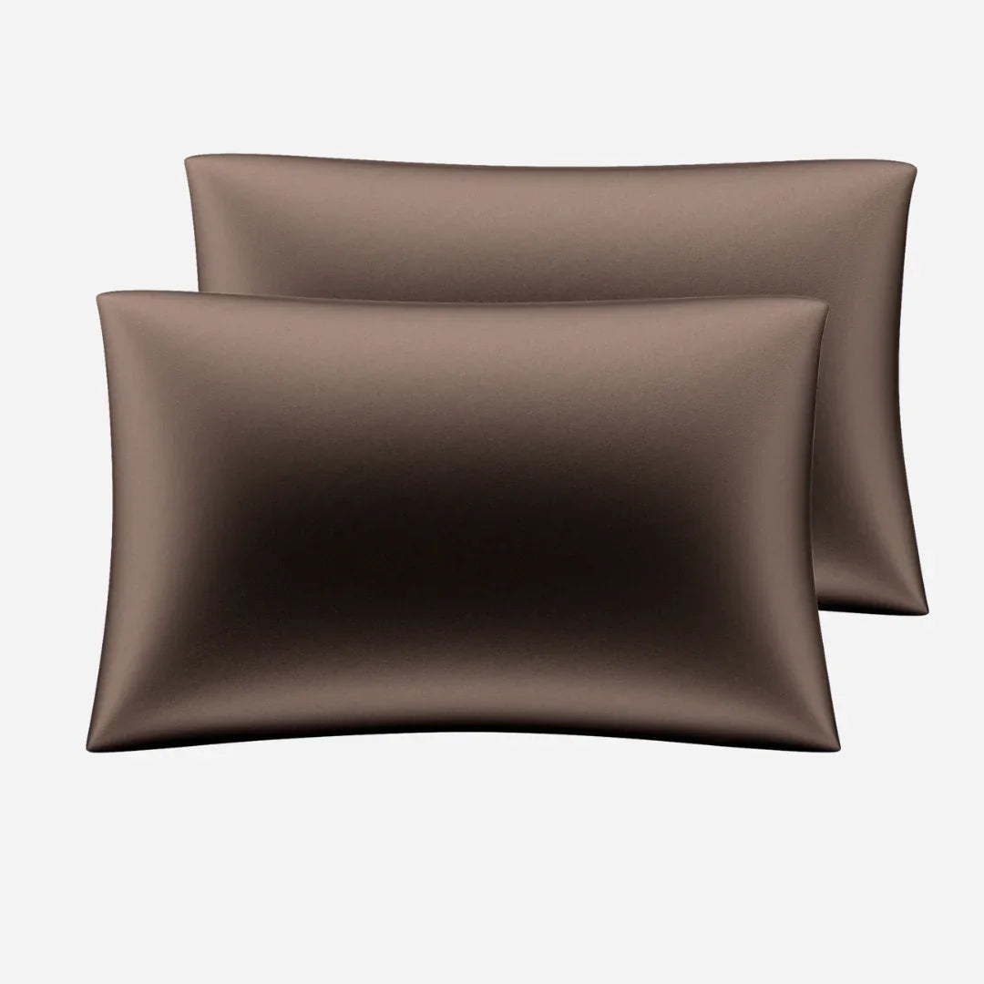 Silk Pillowcase Set (2pcs) - Brown