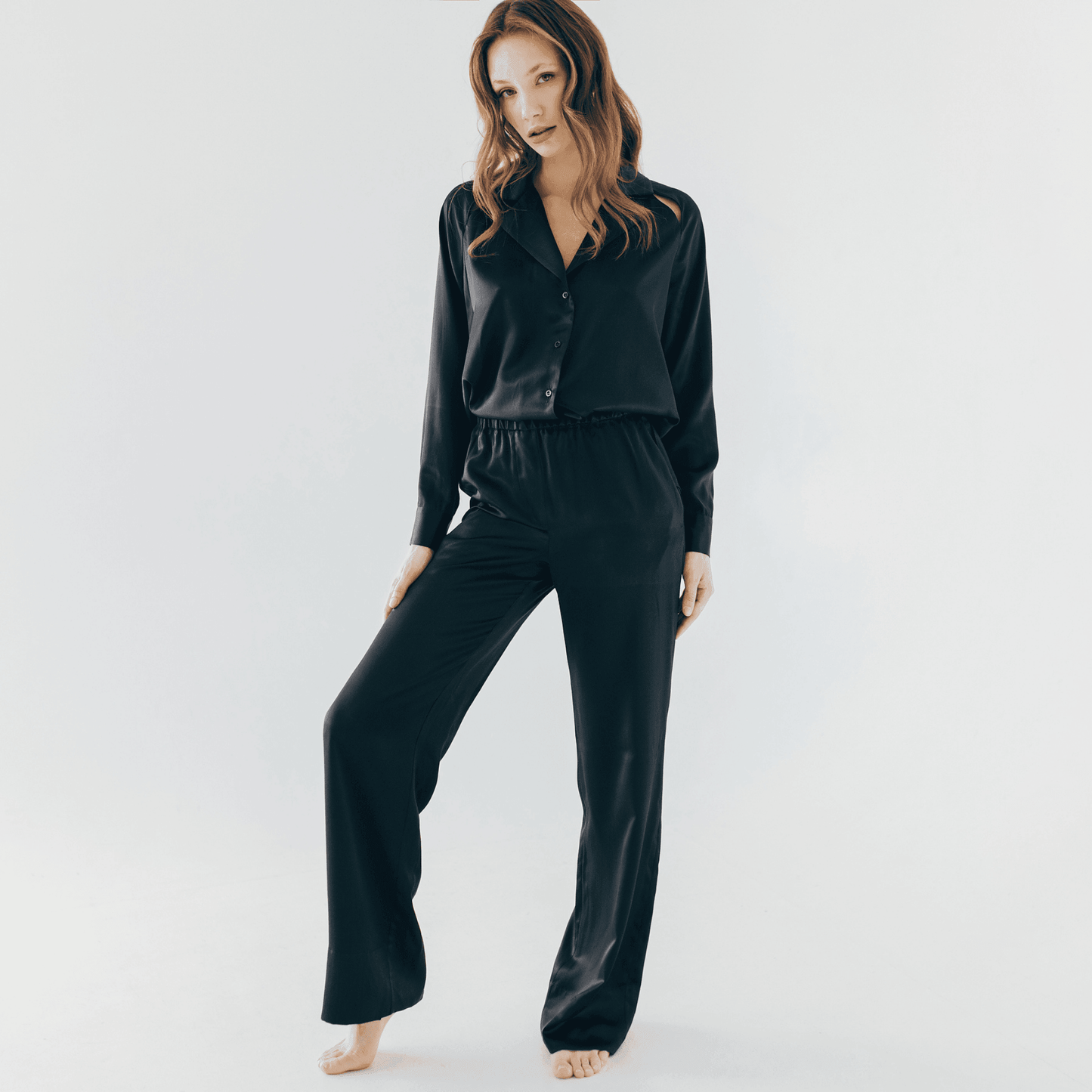 Classic Pants BASE 1.0 - MOLODO™MOLODO™,Шовкові штани, класичні штани, штани на резинці, шовкові штани на резинці,pajama pants, silk pajama pants, pure mulberry silk pajama pants, black classic pants, піжама, піжамні штани, шовкова піжама, одяг для сну, одежда для сна