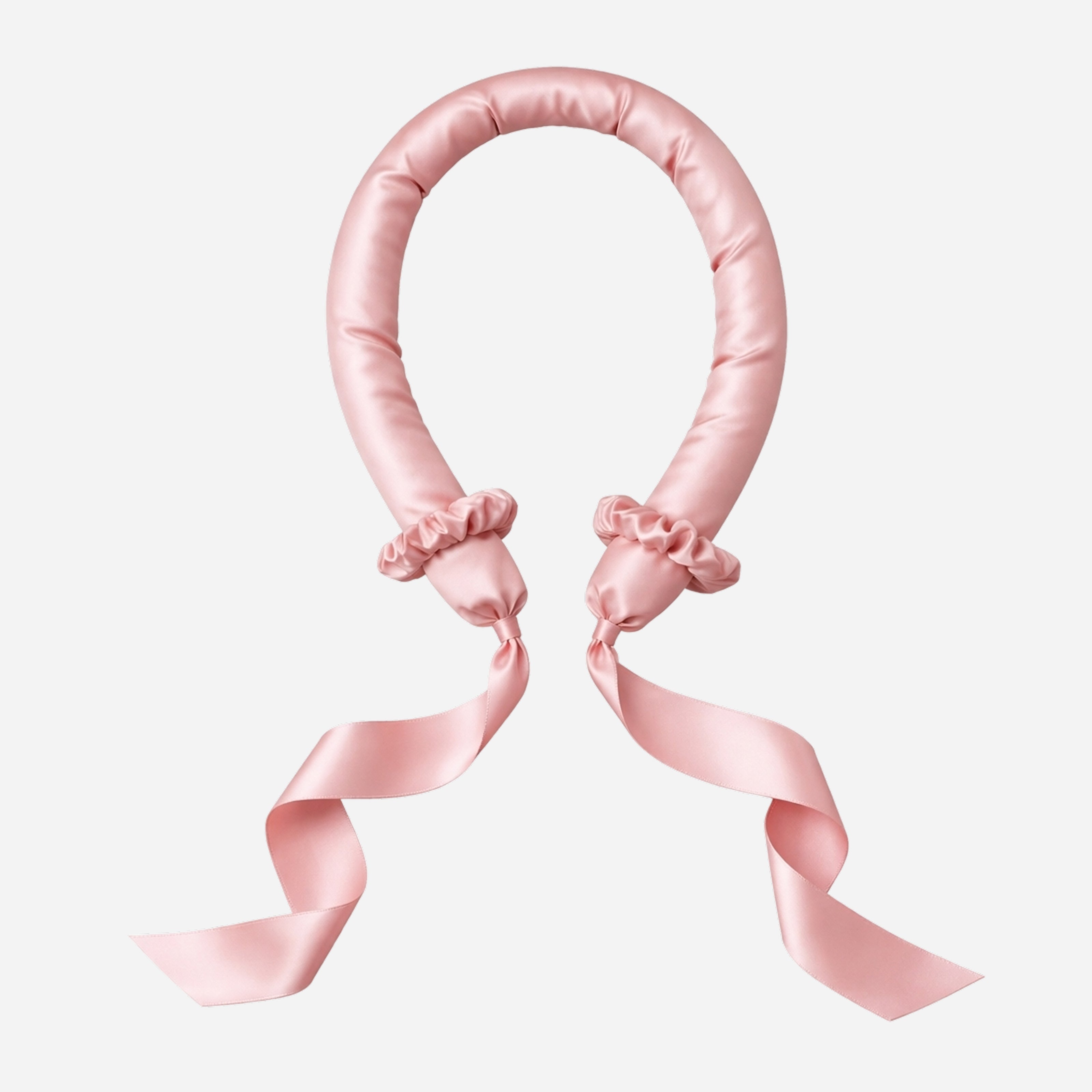 100% Silk Soft Heatless Hair Curlers with ribbons - Powder Pink
