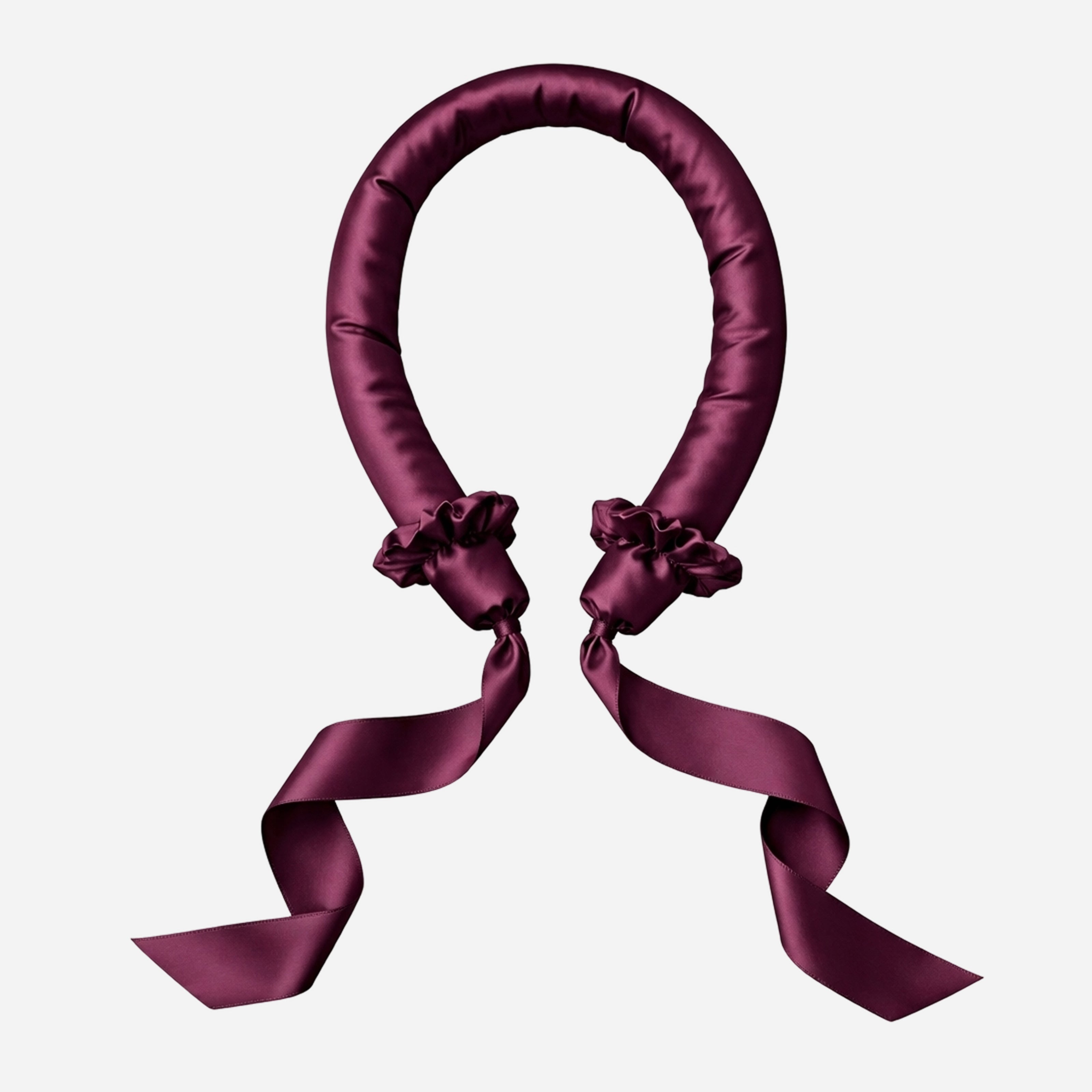 100% Silk Soft Heatless Hair Curlers with ribbons - Plum