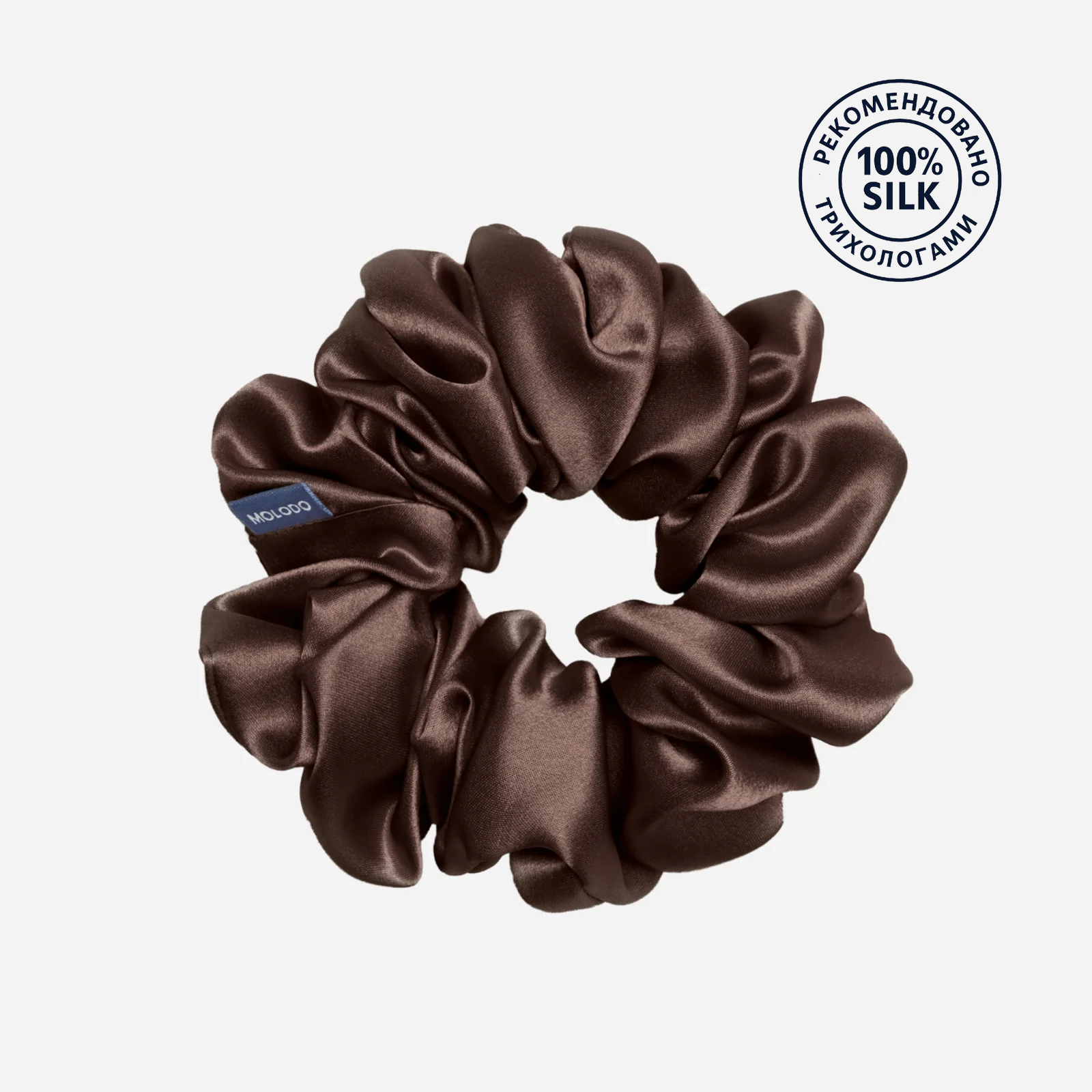 Silk Scrunchie L - Brown
