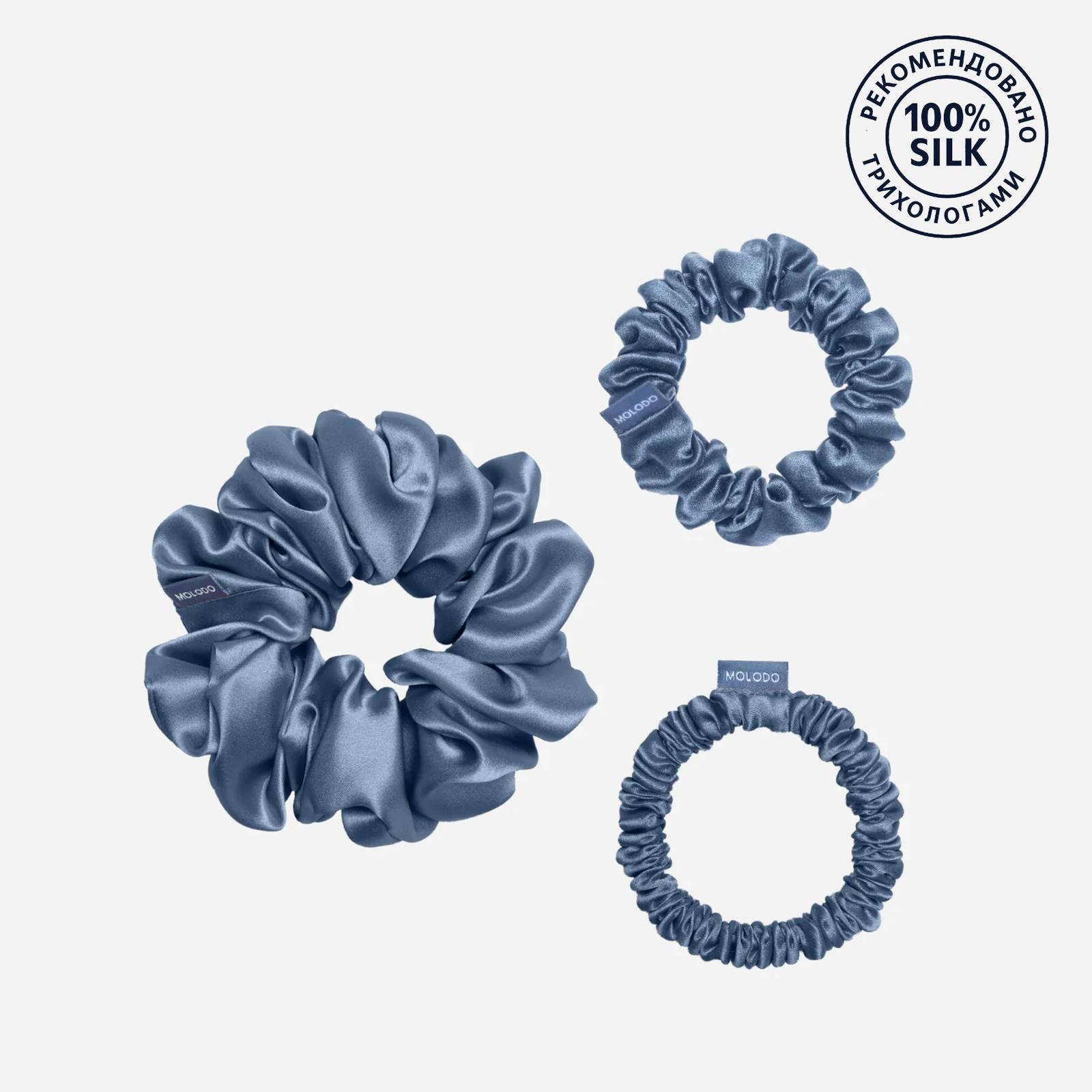 Silk Scrunchie TRIO (3pcs) - MOLODO Blue