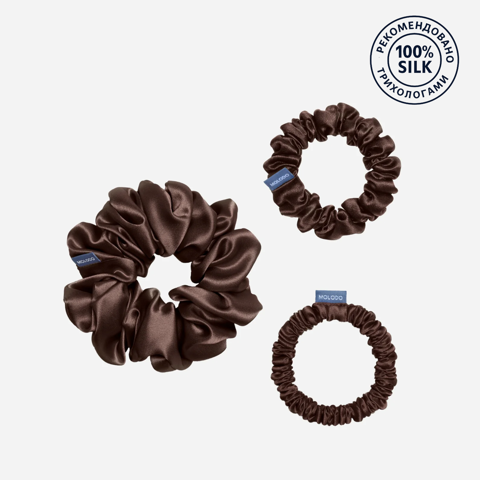 Silk Scrunchie TRIO (3pcs) - Brown