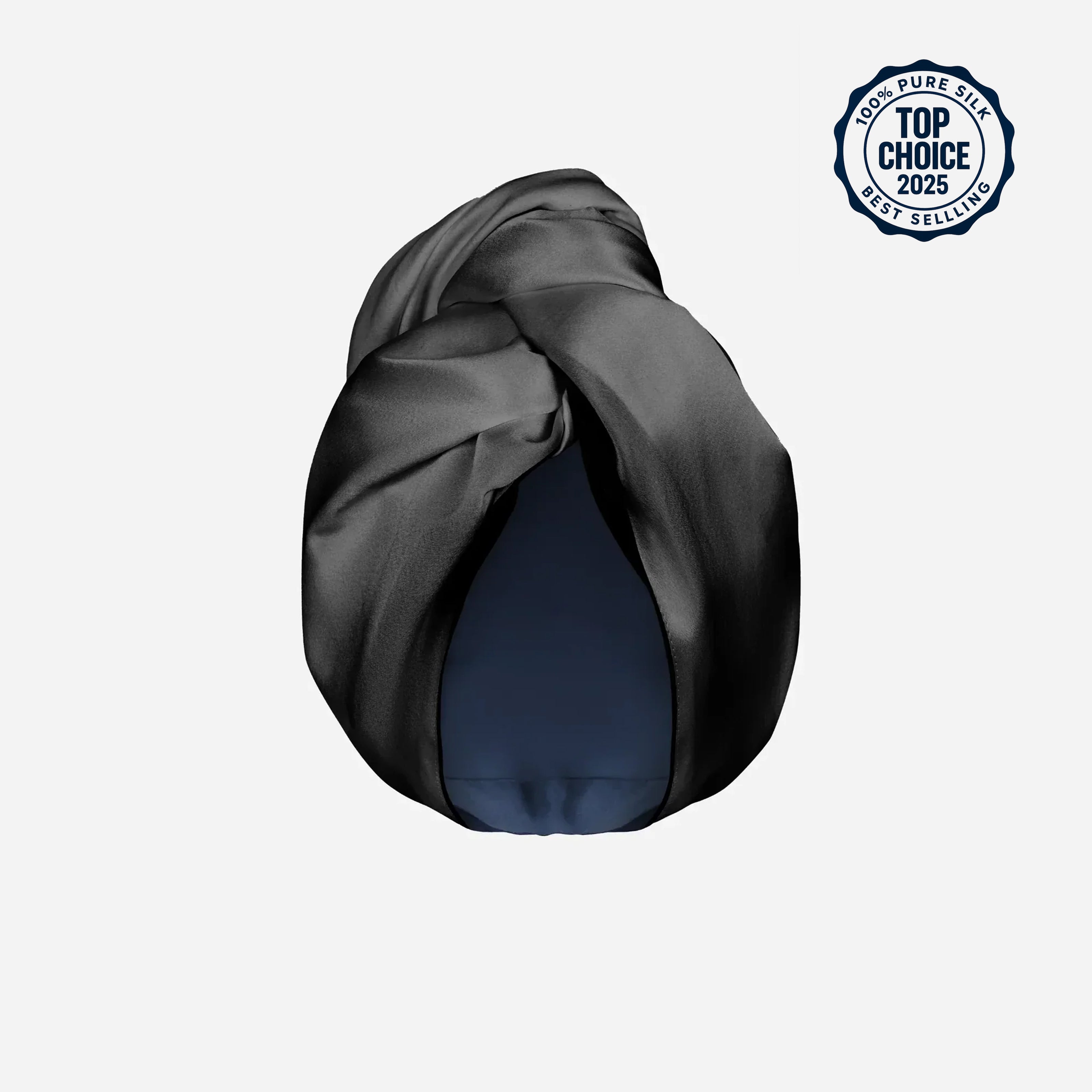 Шовковий тюрбан для вологого волосся – рушник для волосся з шовку Mulberry та мікрофібри – Чорний