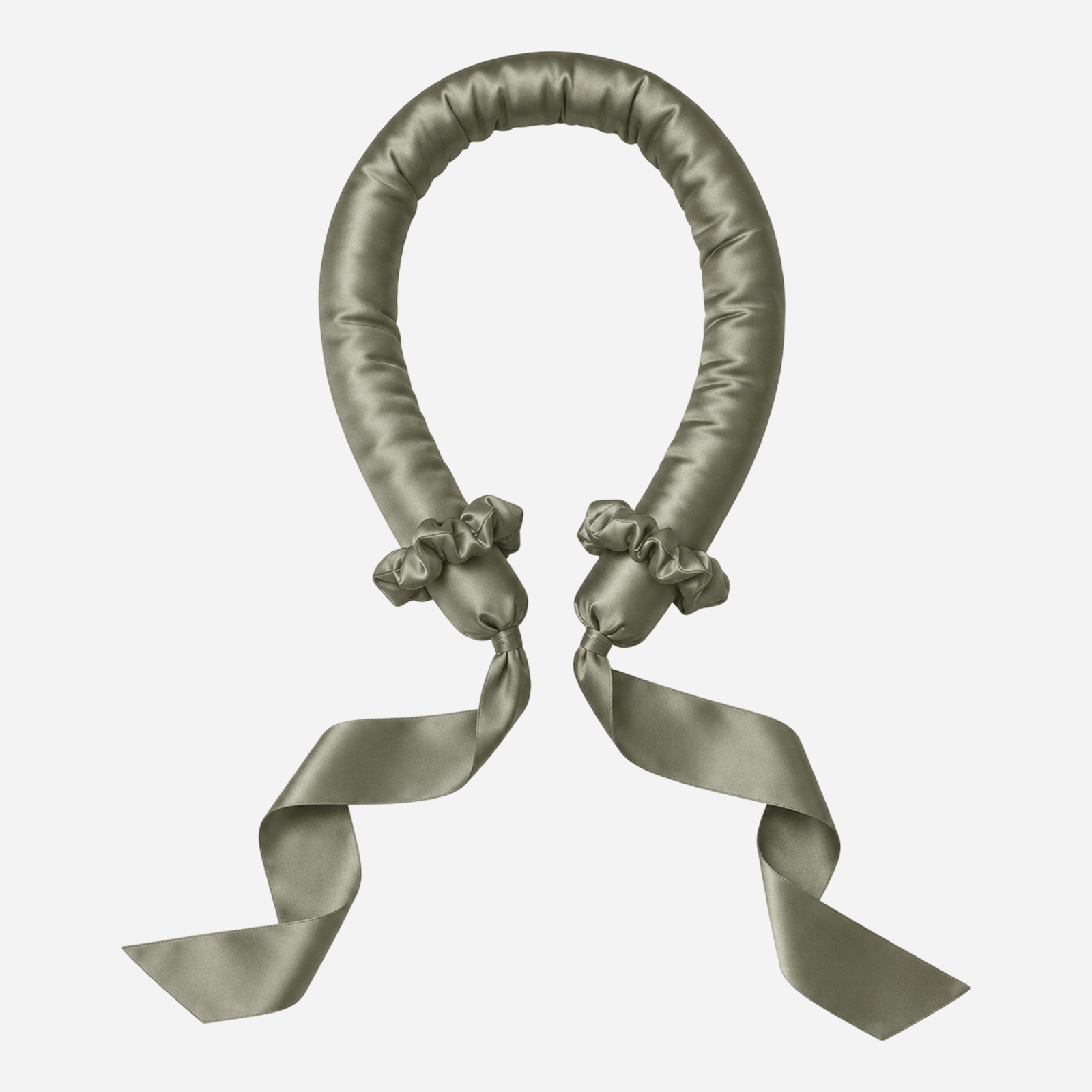 100% Silk Soft Heatless Hair Curlers with ribbons - Forest Moss