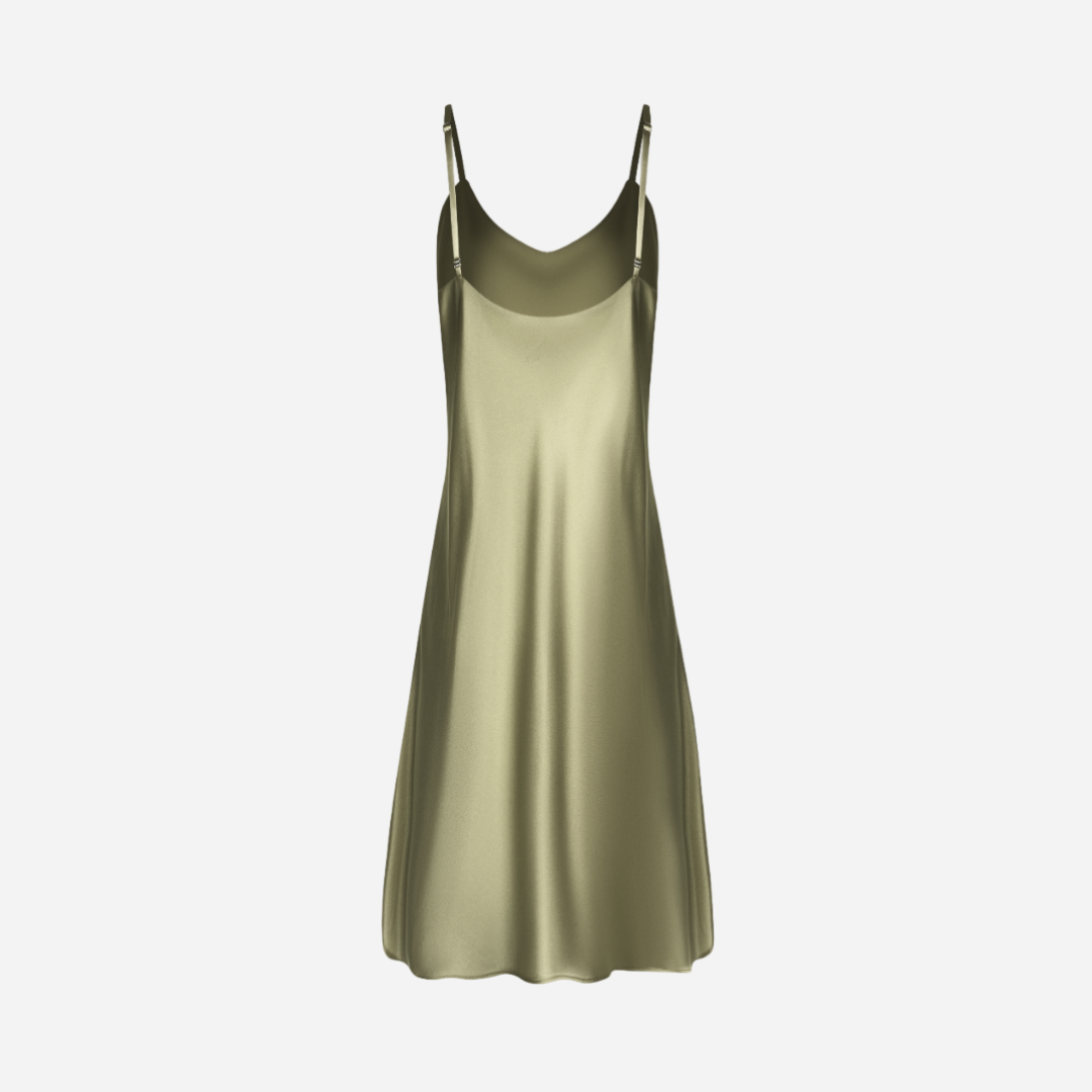 Silk nightdress VIRA - Forest Moss