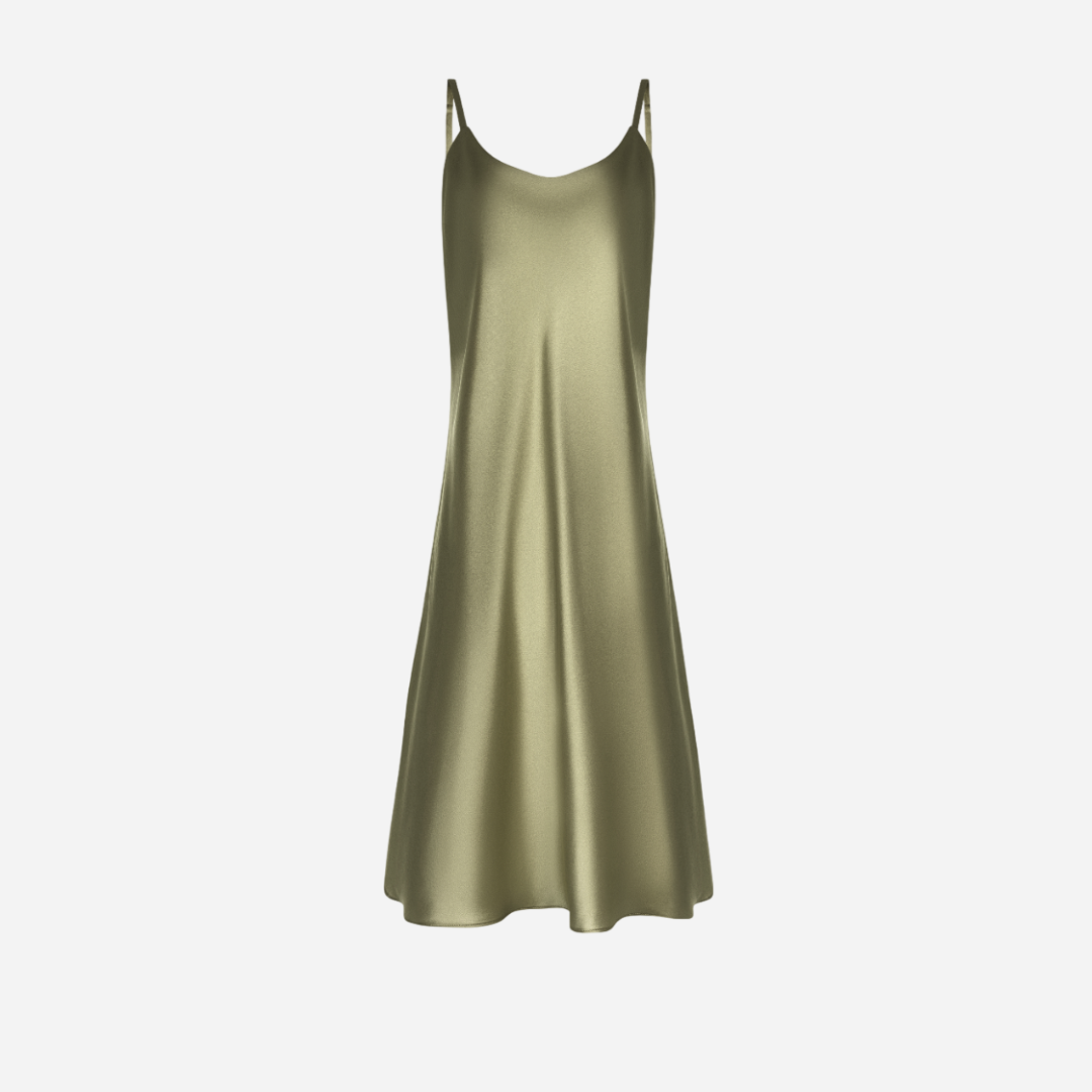 Silk nightdress VIRA - Forest Moss