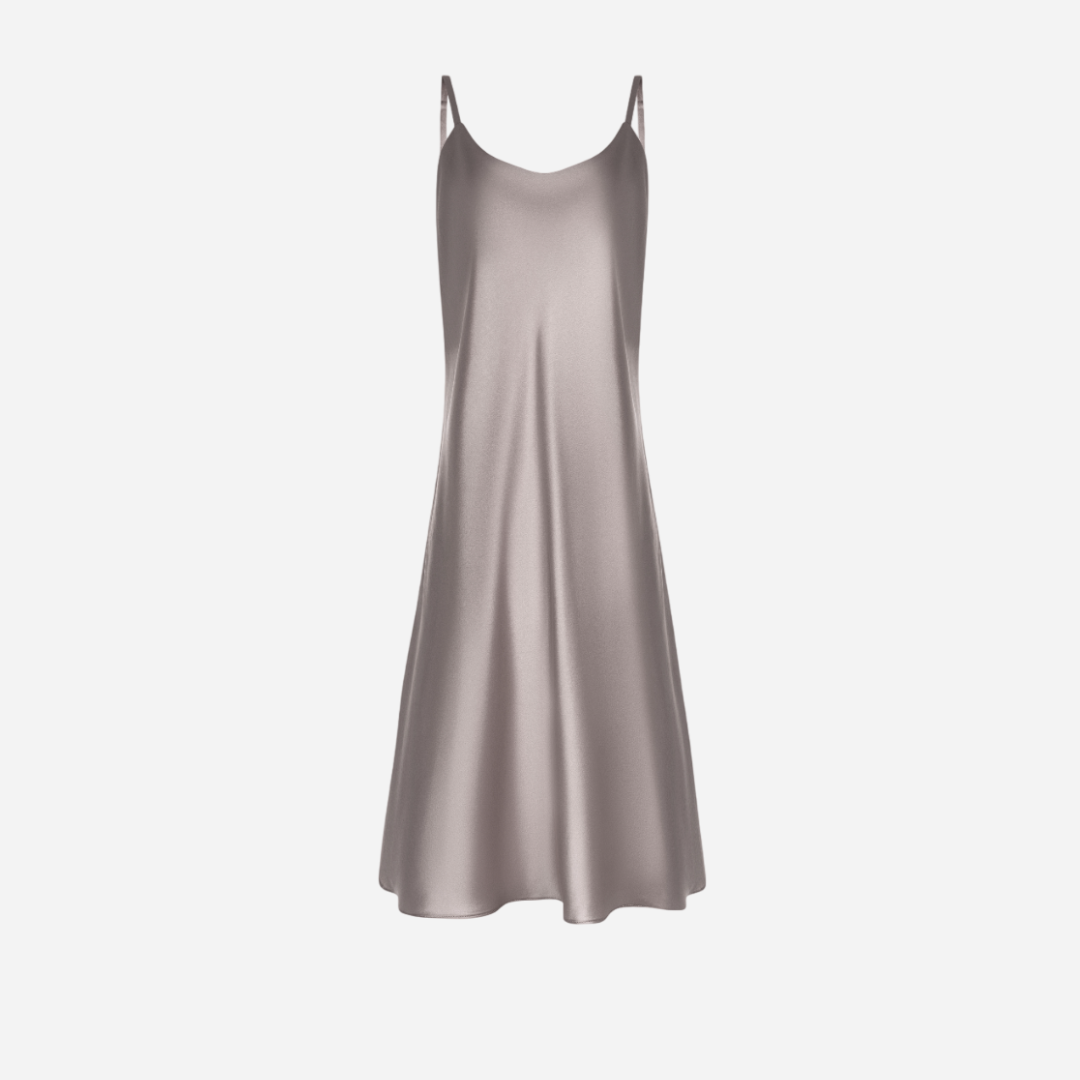 Silk nightdress VIRA - Stone Grey