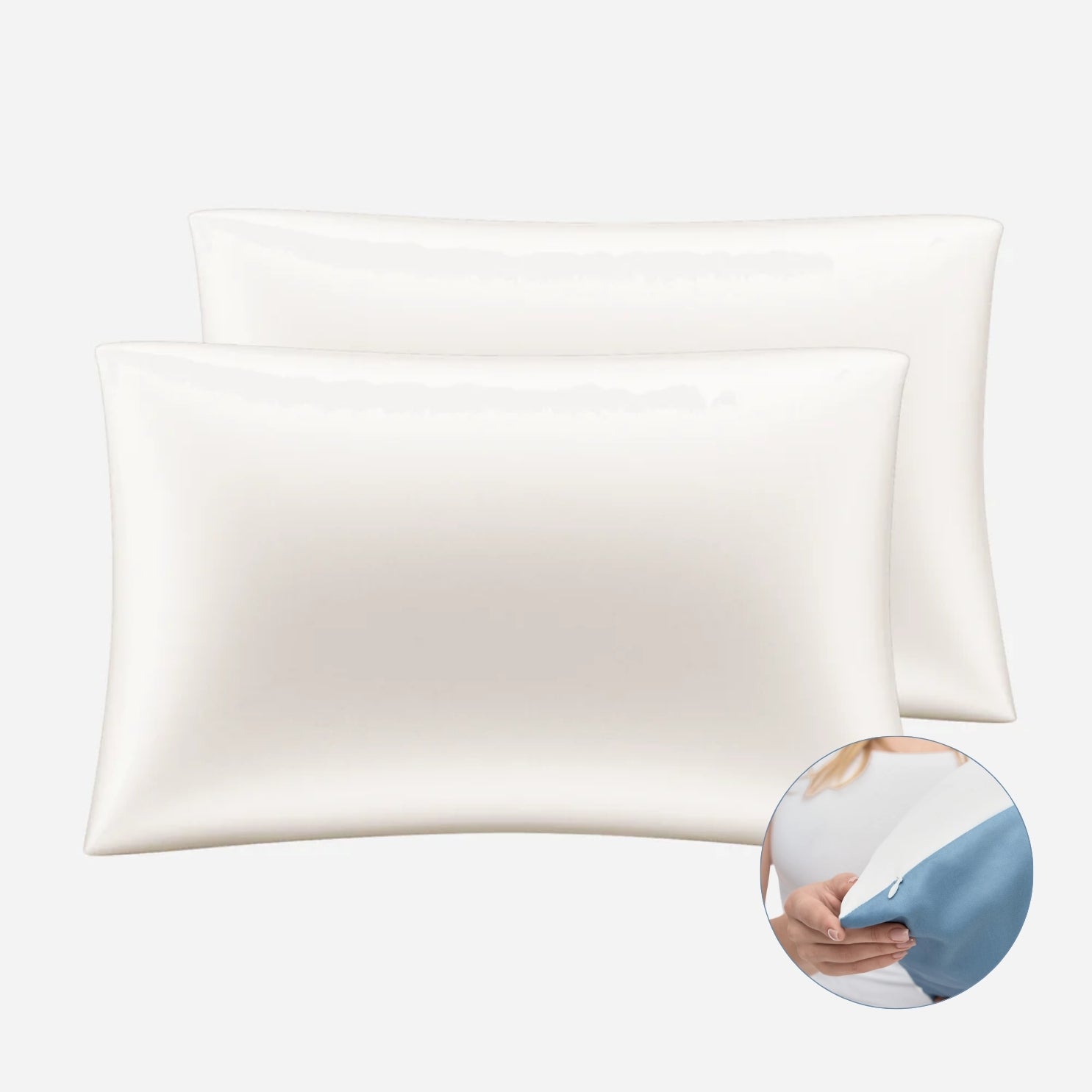 One-Sided Silk Pillowcase Set (2pcs) - Off White