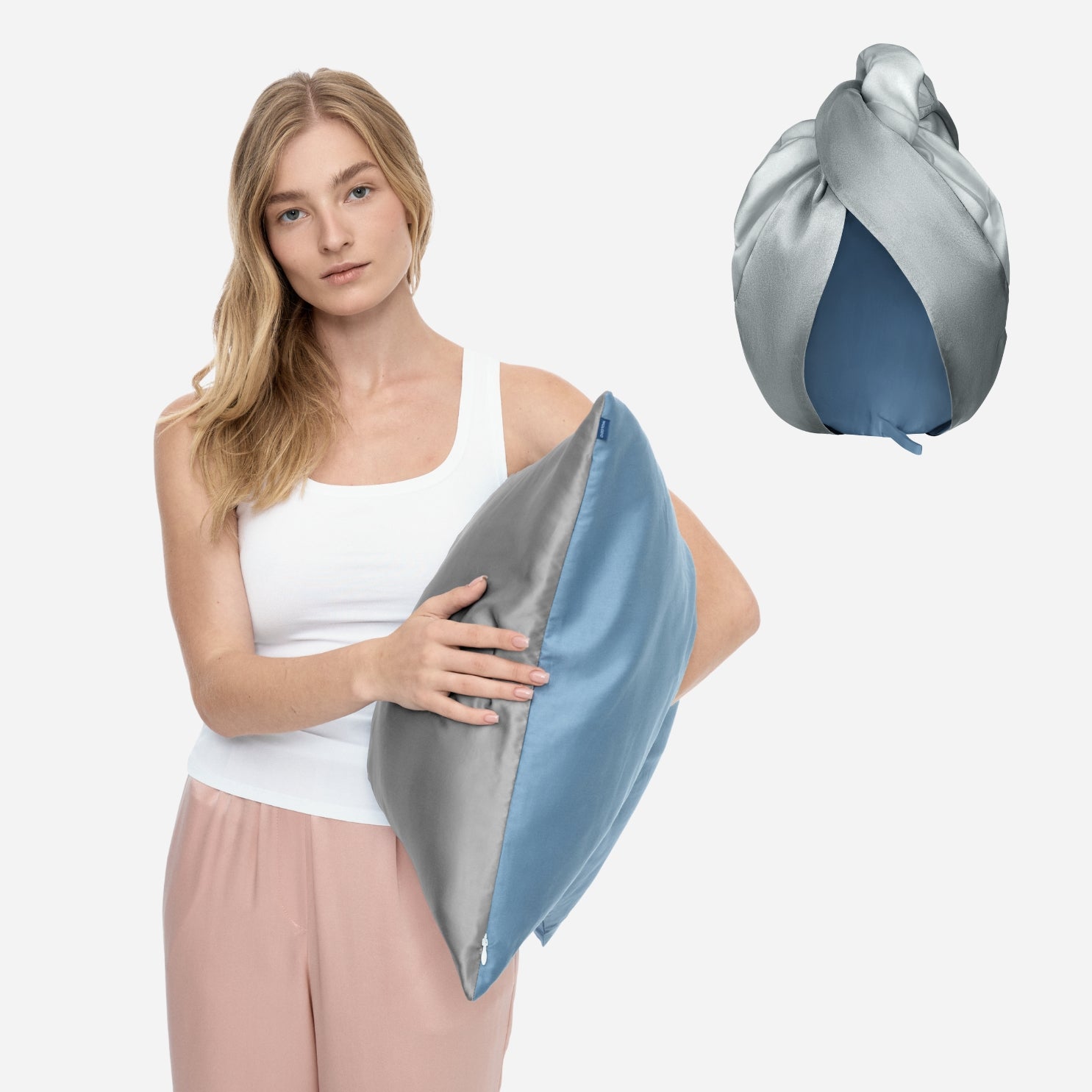 Silk for Hair Set with One-Sided Pillowcase - Stone Grey