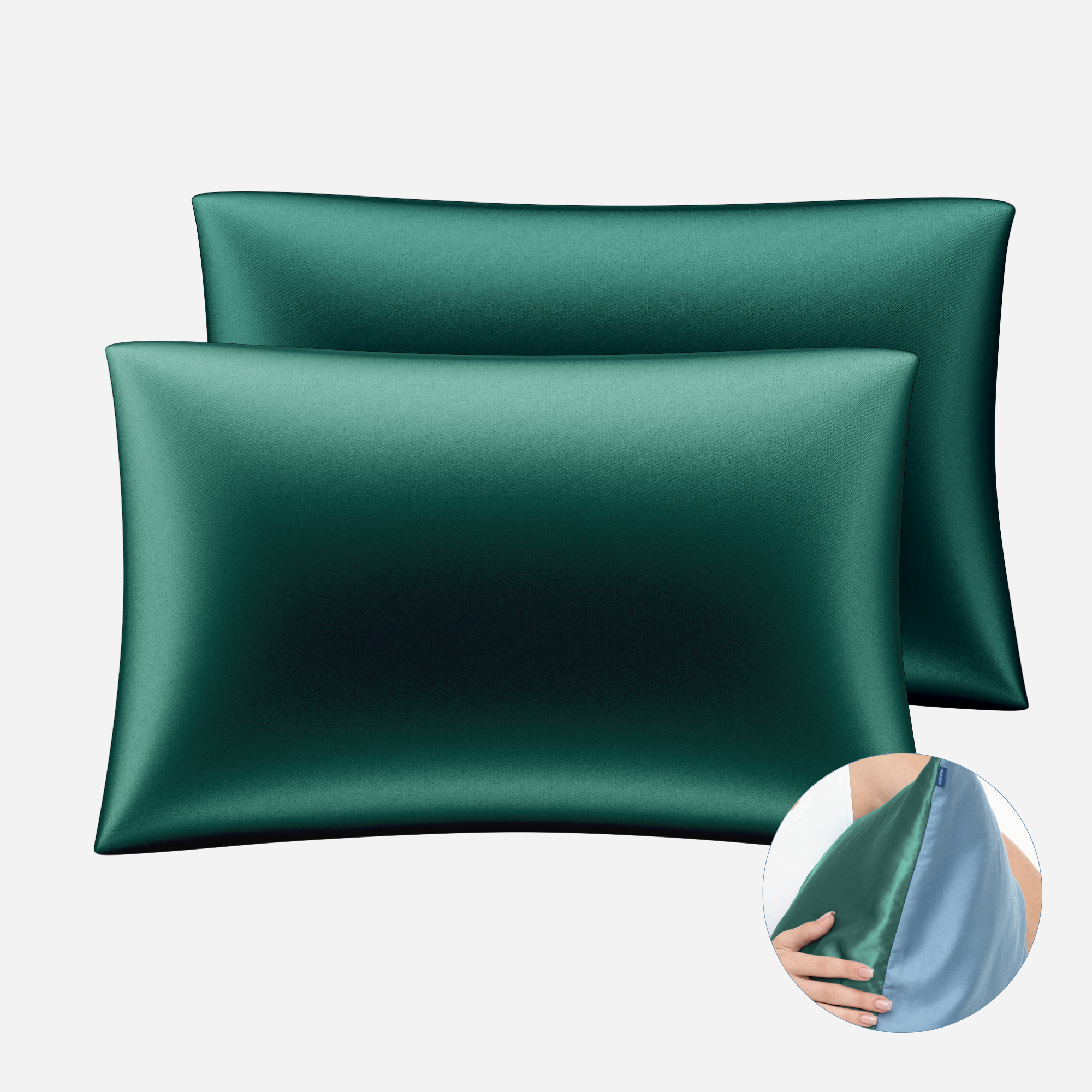 One-Sided Silk Pillowcase Set (2pcs) - EVERGREEN