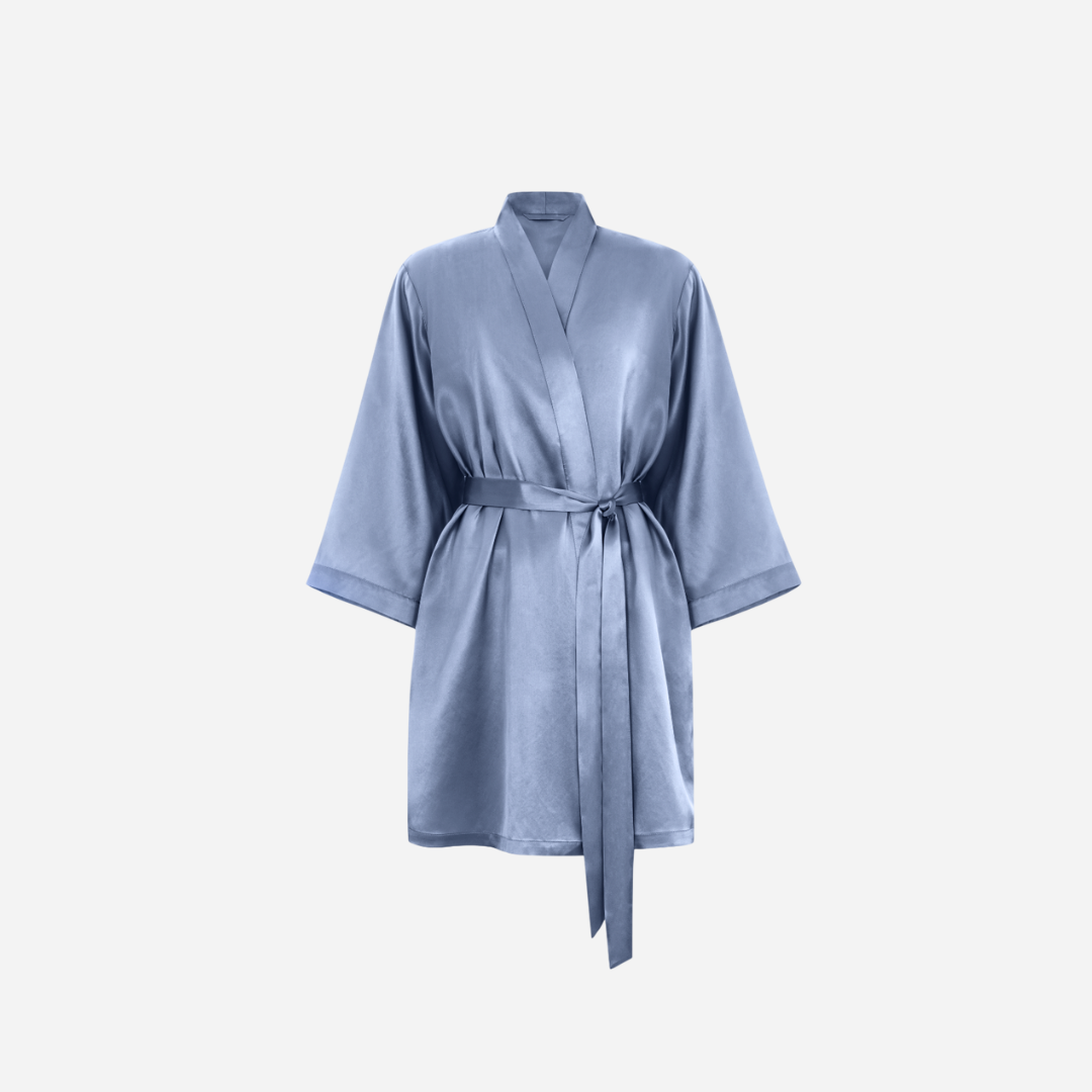 Silk Kimono Robe short - MOLODO blue