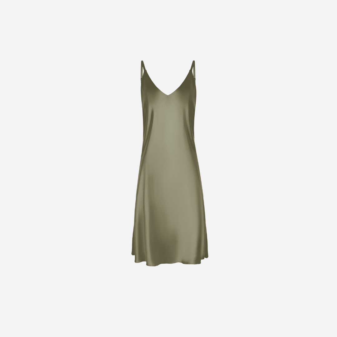 Slip Dress Samantha MIDI - Forest Moss
