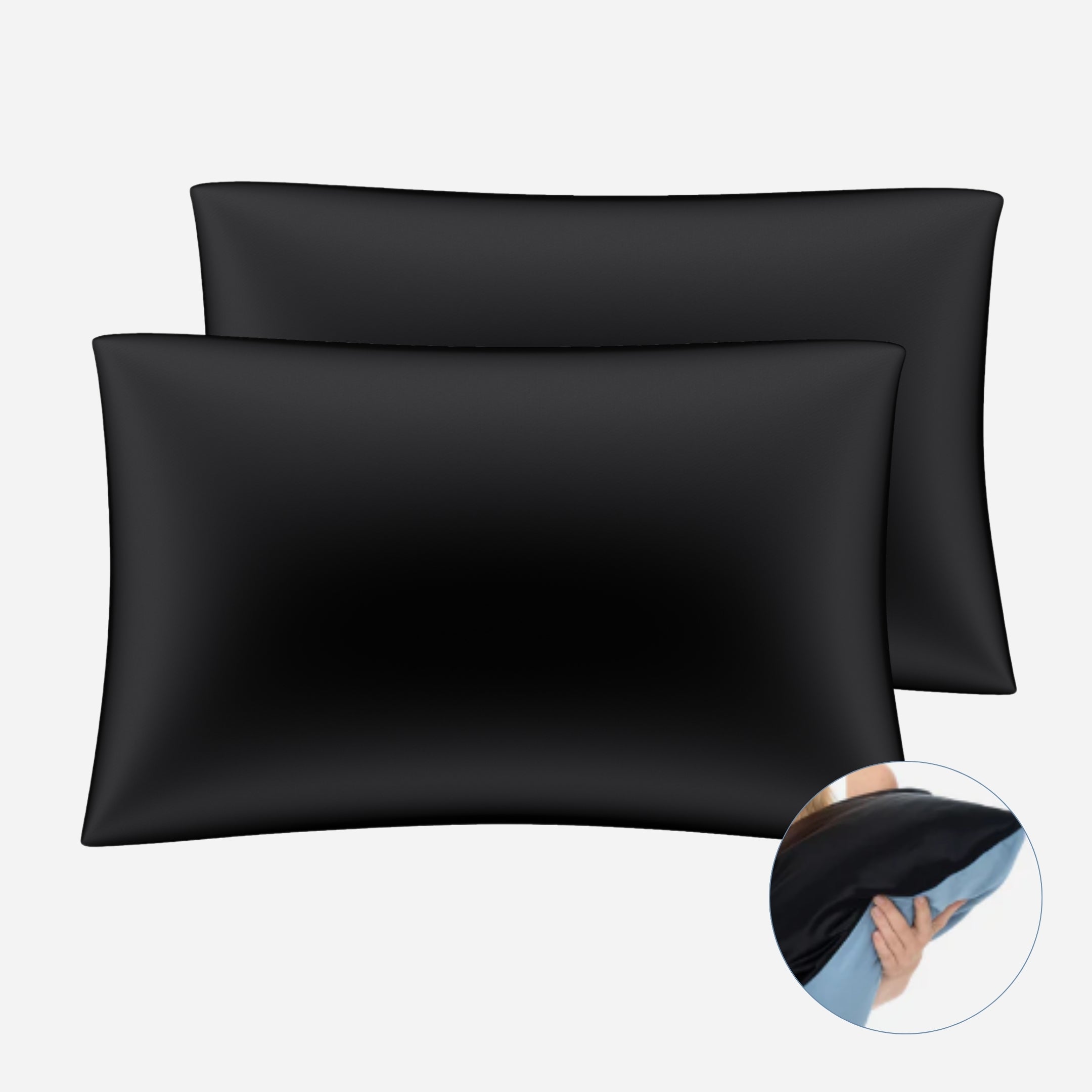 One-Sided Silk Pillowcase Set (2pcs) - Black