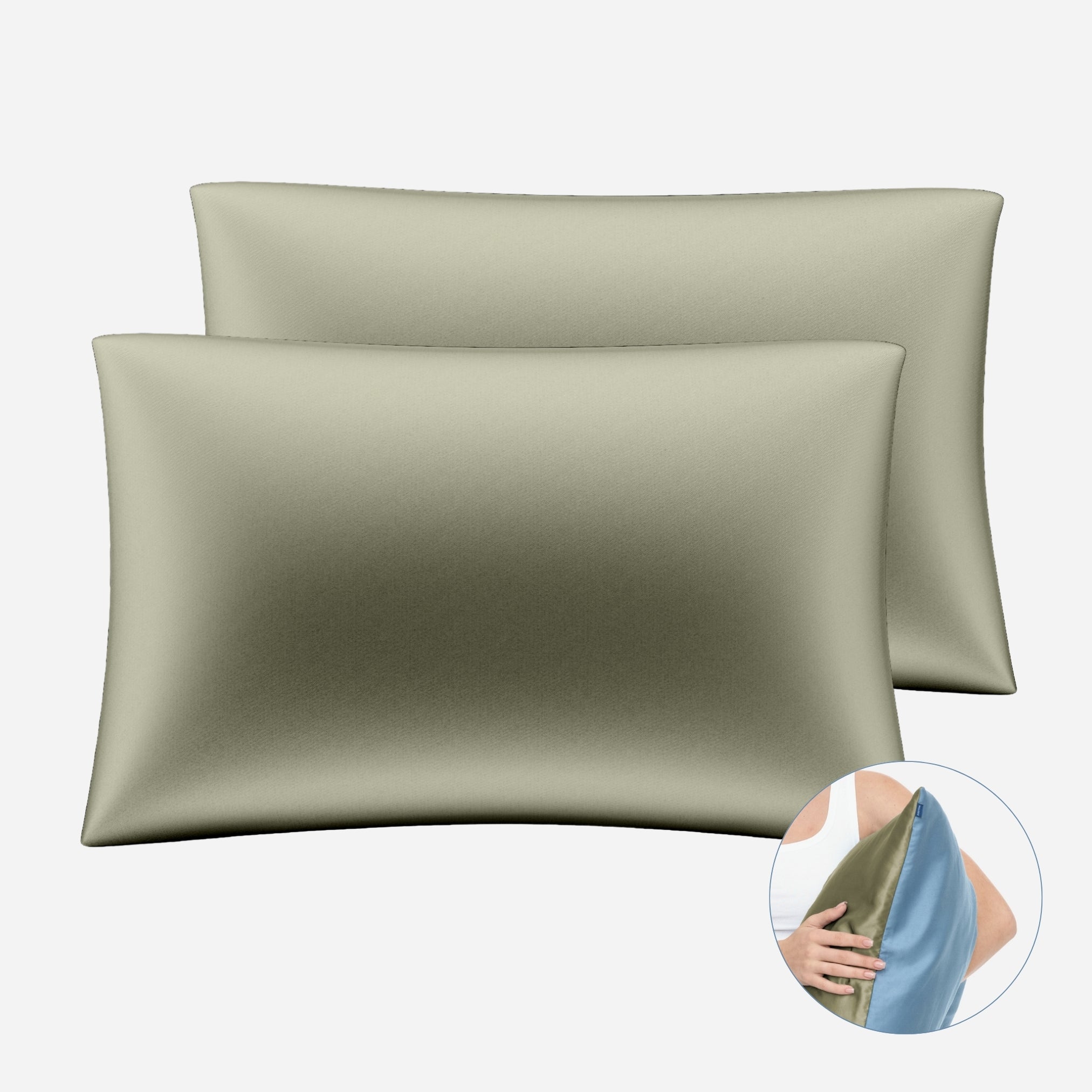 One-Sided Silk Pillowcase Set (2pcs) - Forest Moss