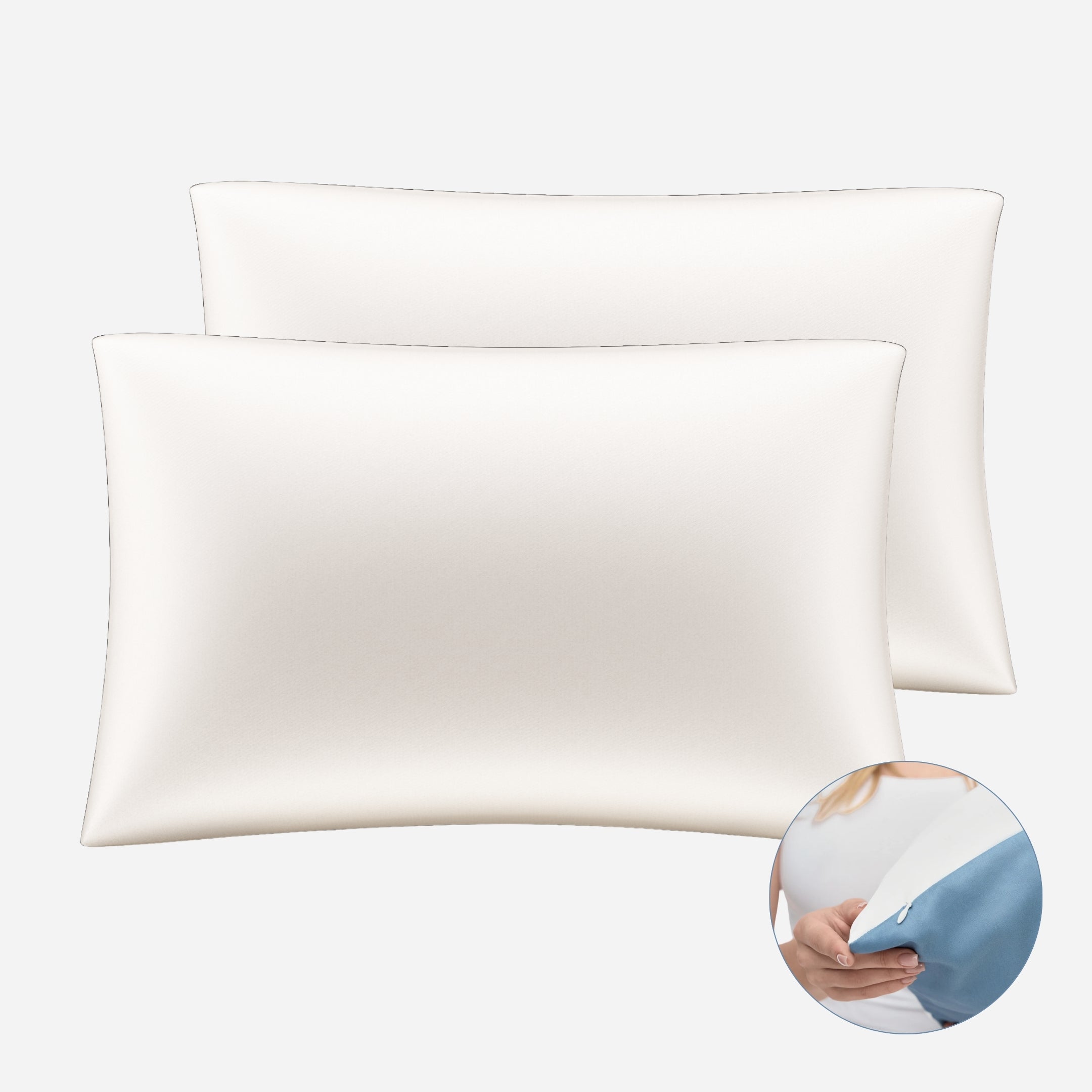 One-Sided Silk Pillowcase Set (2pcs) - Off White