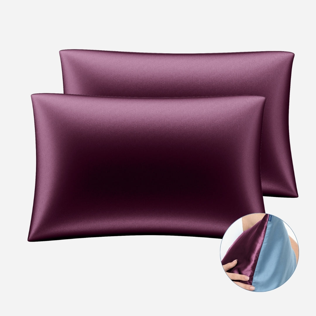 One-Sided Silk Pillowcase Set (2pcs) - Plum