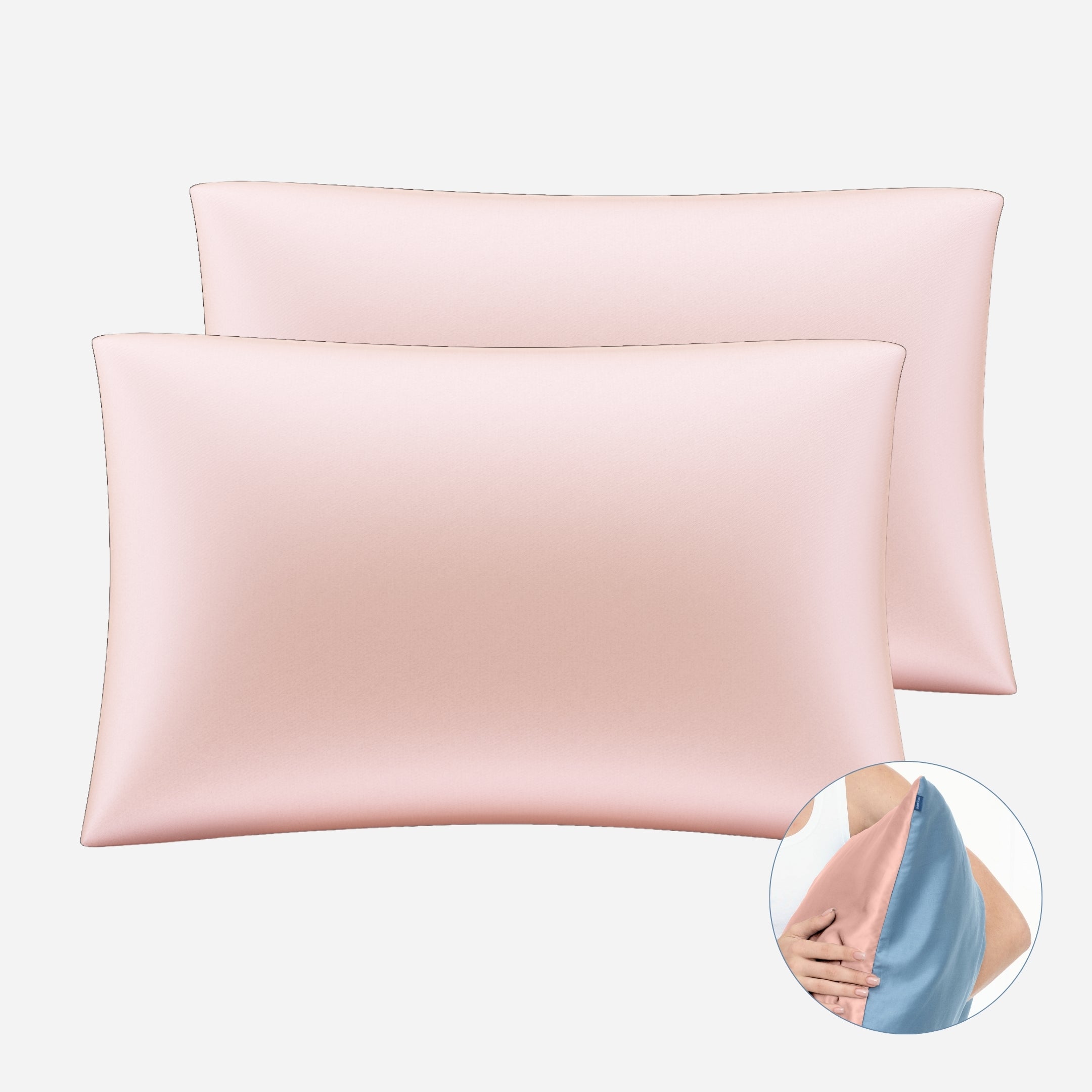 One-Sided Silk Pillowcase Set (2pcs) - Powder Pink